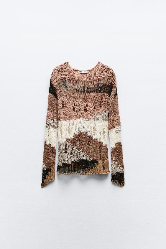 Zara KNIT SWEATER WITH TRIMS Size M / US 6-8 / IT 42-44 - 1 Thumbnail