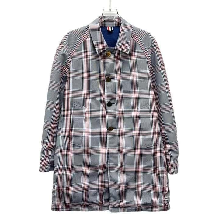 Thom Browne Thom Browne Blue Check Cotton Trench Coat Size US S / EU 44-46 / 1 - 3 Thumbnail