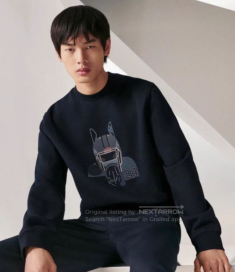 Hermes Hermes Warhorse Printed Navy Blue Sweatshirt Size US L / EU 52-54 / 3 - 7 Thumbnail