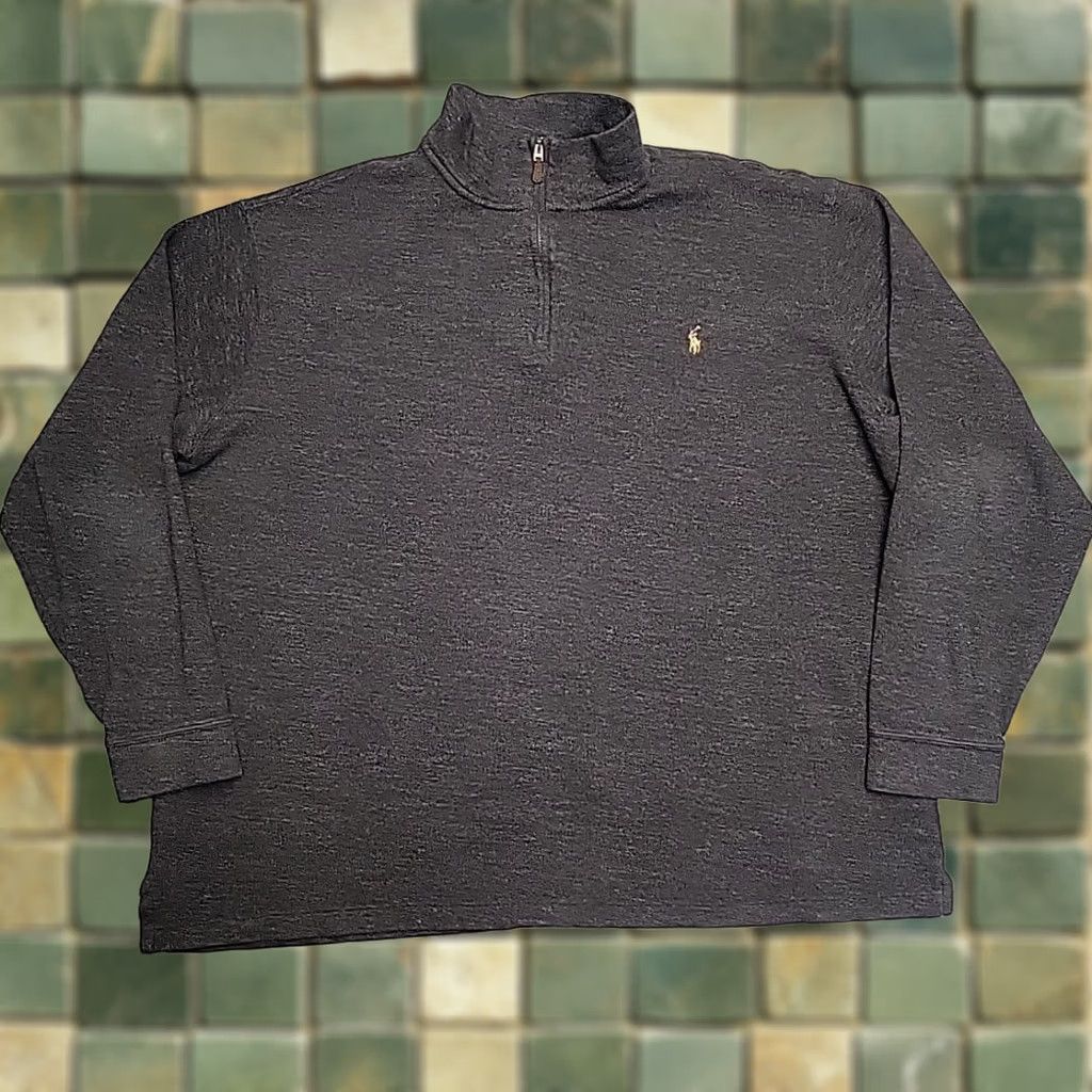 Polo Ralph Lauren Polo Ralph Lauren Sweater Mens 2XLT Charcoal Estate Rib 1/4 Zip Pullover Casual Knit Cotton Mock Neck Long Sleeve Logo Zipper Embroidered Size US XXL / EU 58 / 5 - 1 Thumbnail