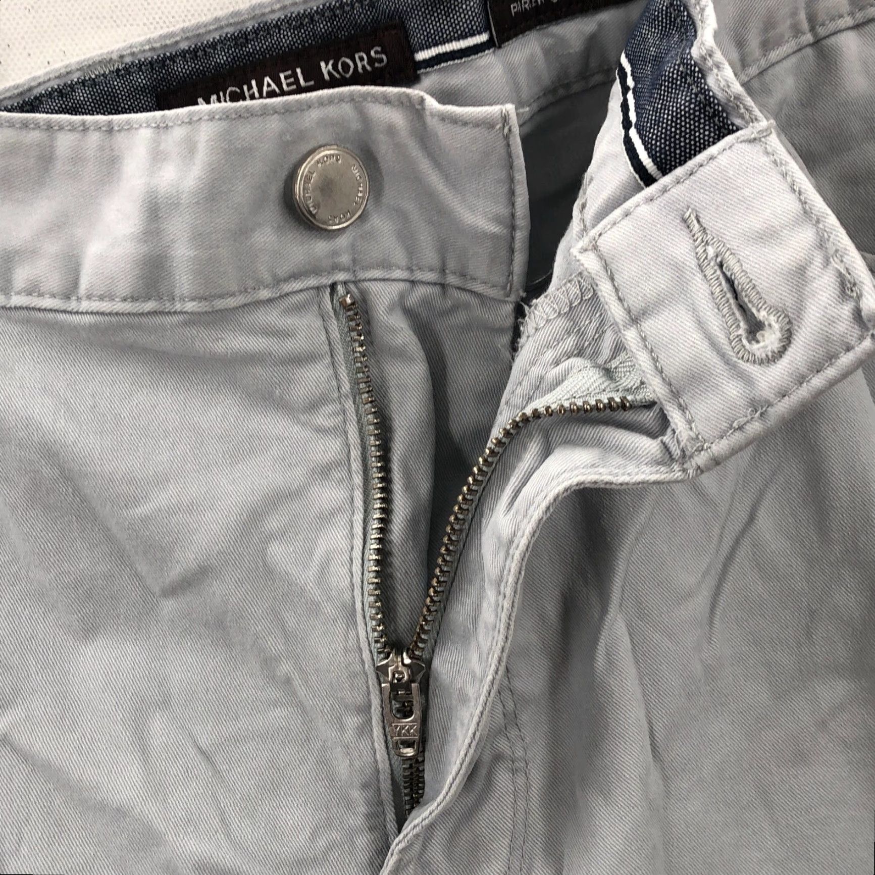 Michael Kors Michael Kors Mens Gray Chino Pants Flat Front 36 Regular Inseam 29 Straight Leg 5-Pocket Belt Loops Cotton Blend Size 36 Mens Size US 36 / EU 52 - 5 Thumbnail