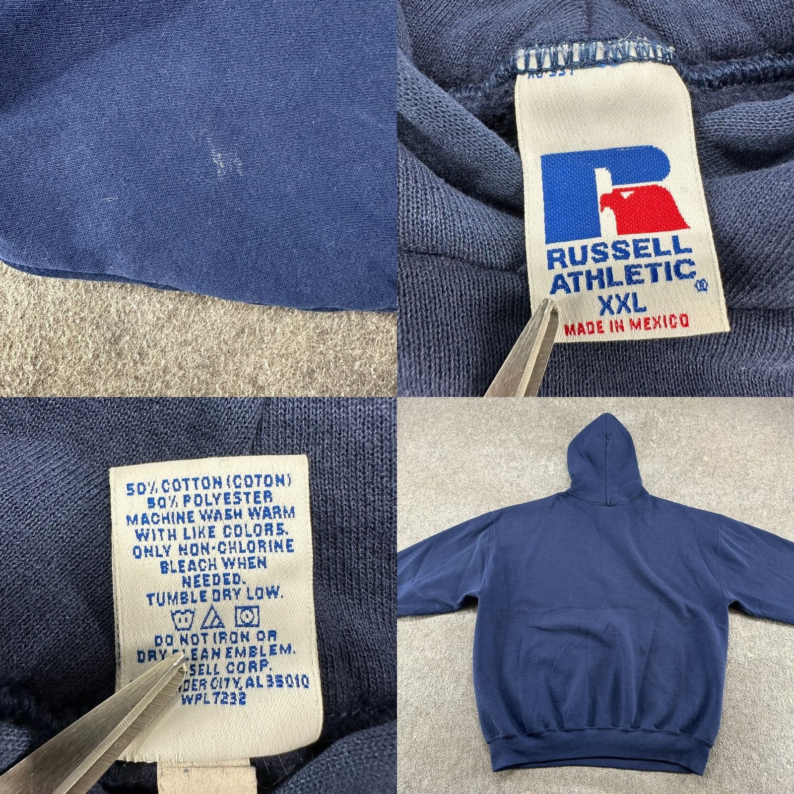 Russell Athletic VINTAGE Russell Hoodie Mens 2XL Blue Navy Pullover Cotton Blend Boxy Y2K Size US XXL / EU 58 / 5 - 8 Thumbnail