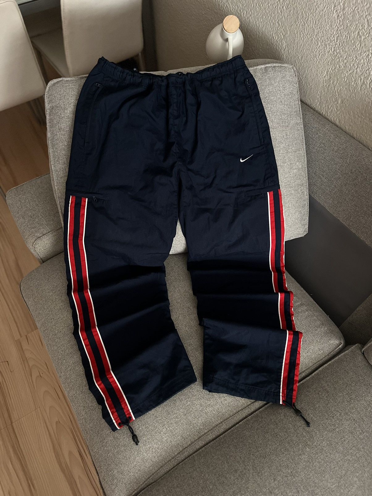 Nike Vintage Nike Y2K Baggy Track Pants Navy Red Size US 34 / EU 50 - 1 Thumbnail