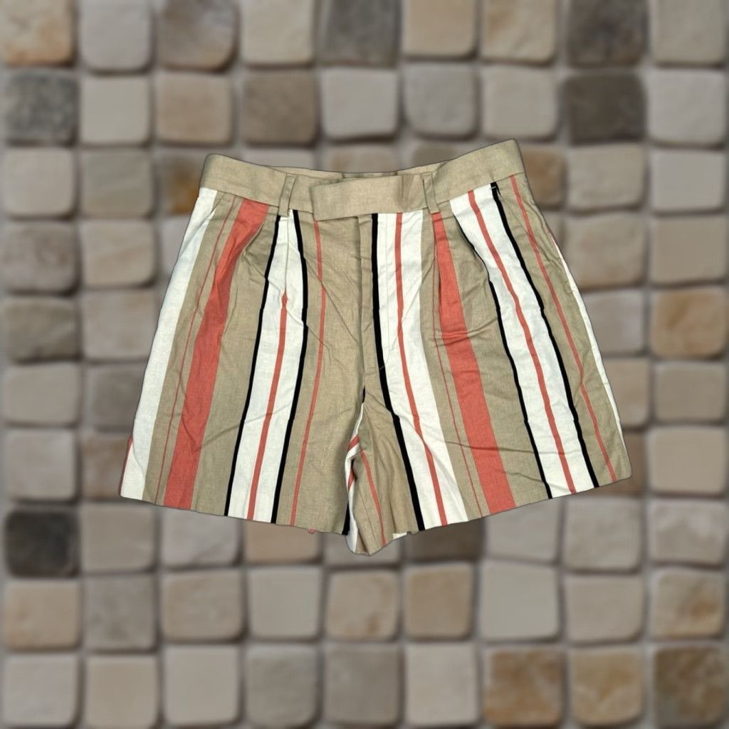 Banana Republic Banana Republic Linen Blend Trouser Shorts Womens 12 Multicolor Striped Stretch Shirt Women Casual Summer 12 Banana Republic Mens? Size 34" / US 12 / IT 48 - 1 Thumbnail