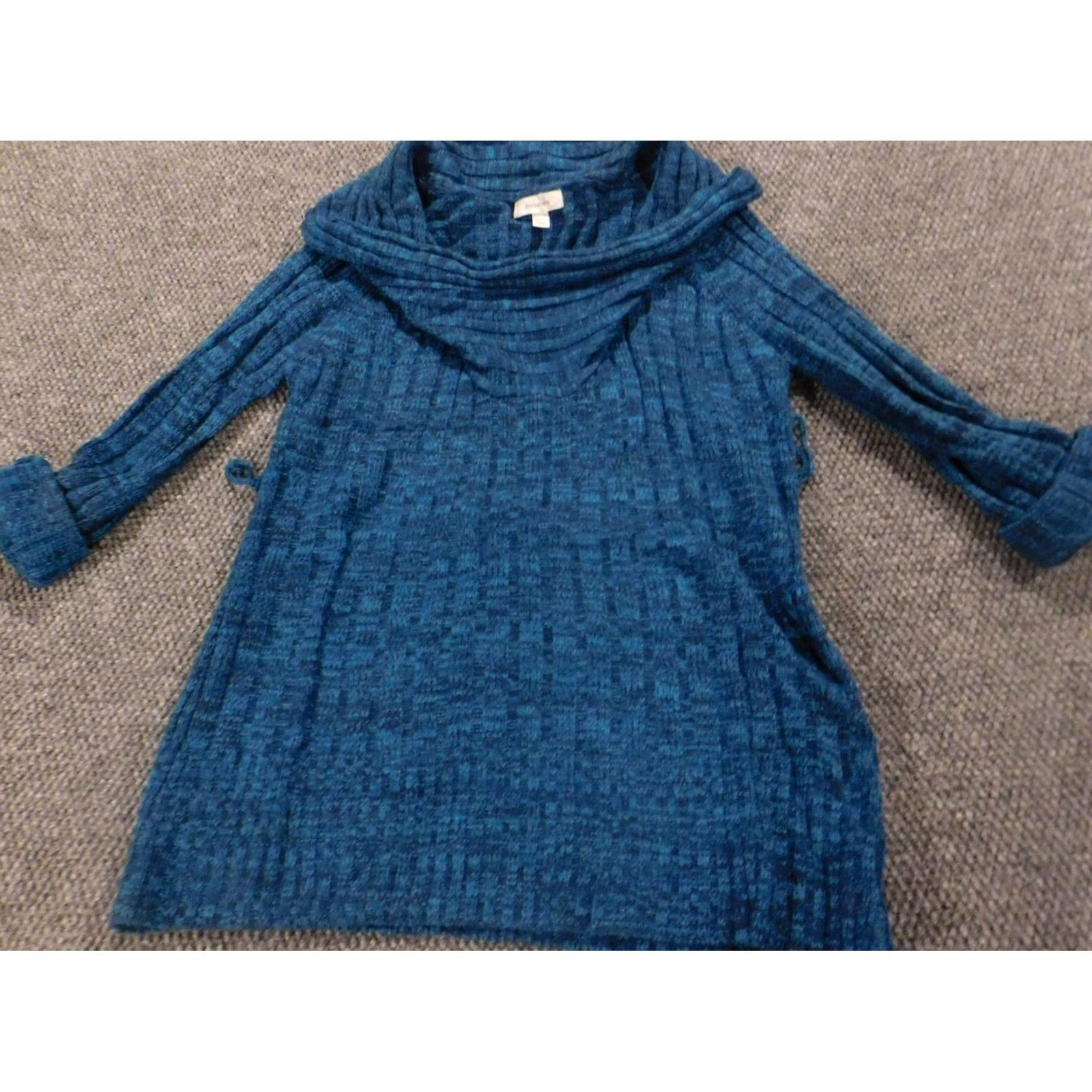Vintage Dressbarn Womens Sweater Large Blue Pullover Round Neck Long Sleeve Knit Acrylic Stretch Regular L Blue Size L / US 10 / IT 46 - 2 Thumbnail