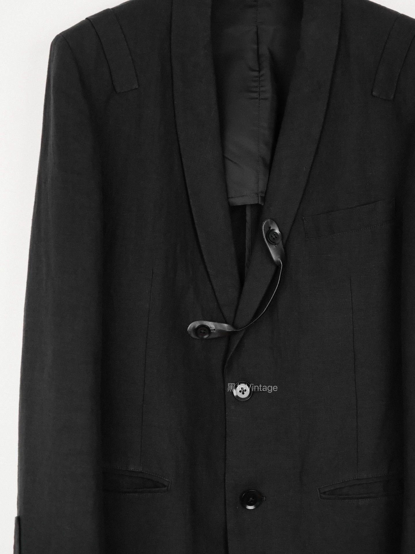 Yohji Yamamoto Yohji Yamamoto 14ss Rainy Leather Trim Linen Blazer Size US L / EU 52-54 / 3 - 3 Thumbnail
