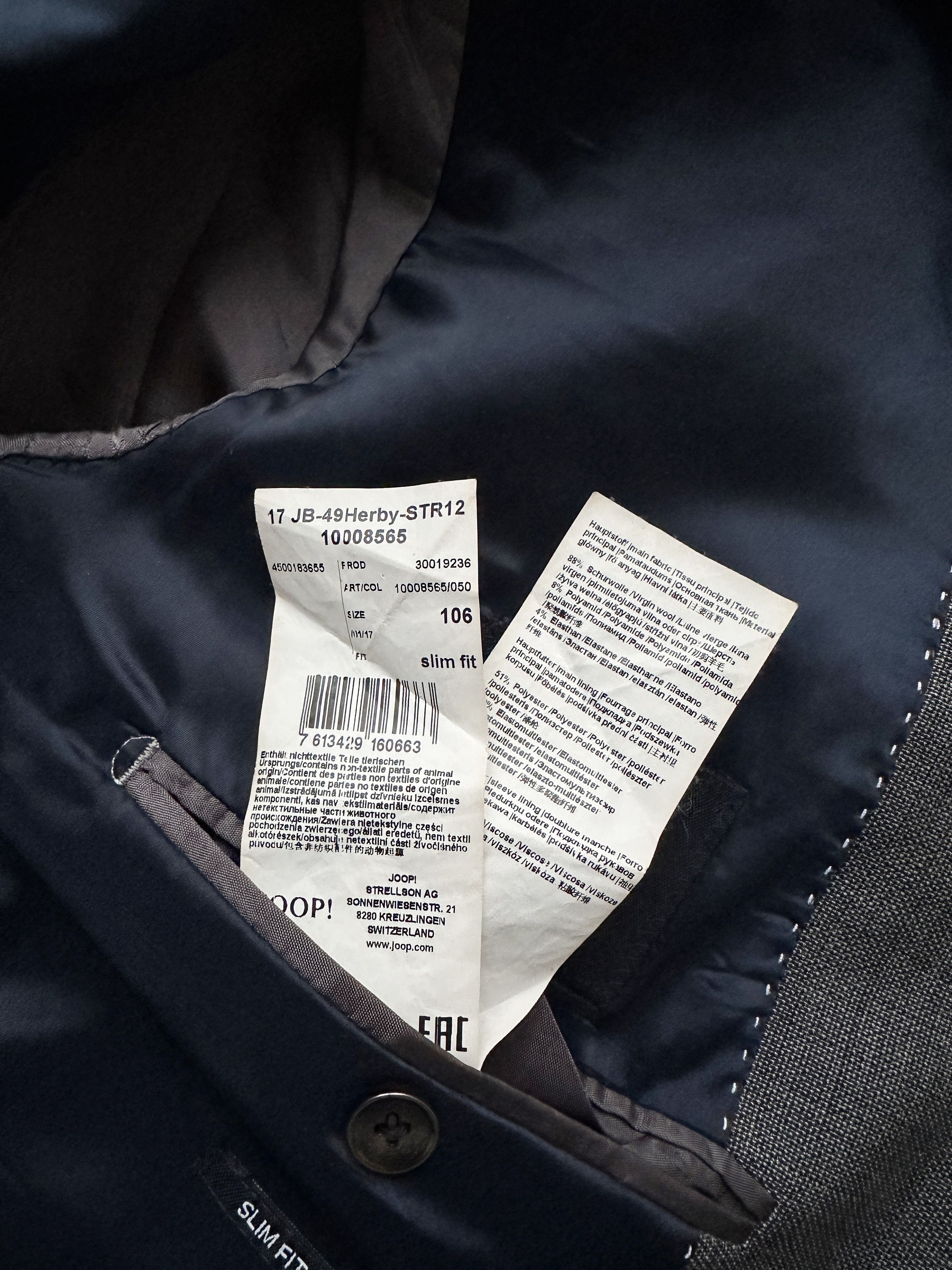 Joop! JOOP! grey wool blazer Size 52S - 8 Thumbnail