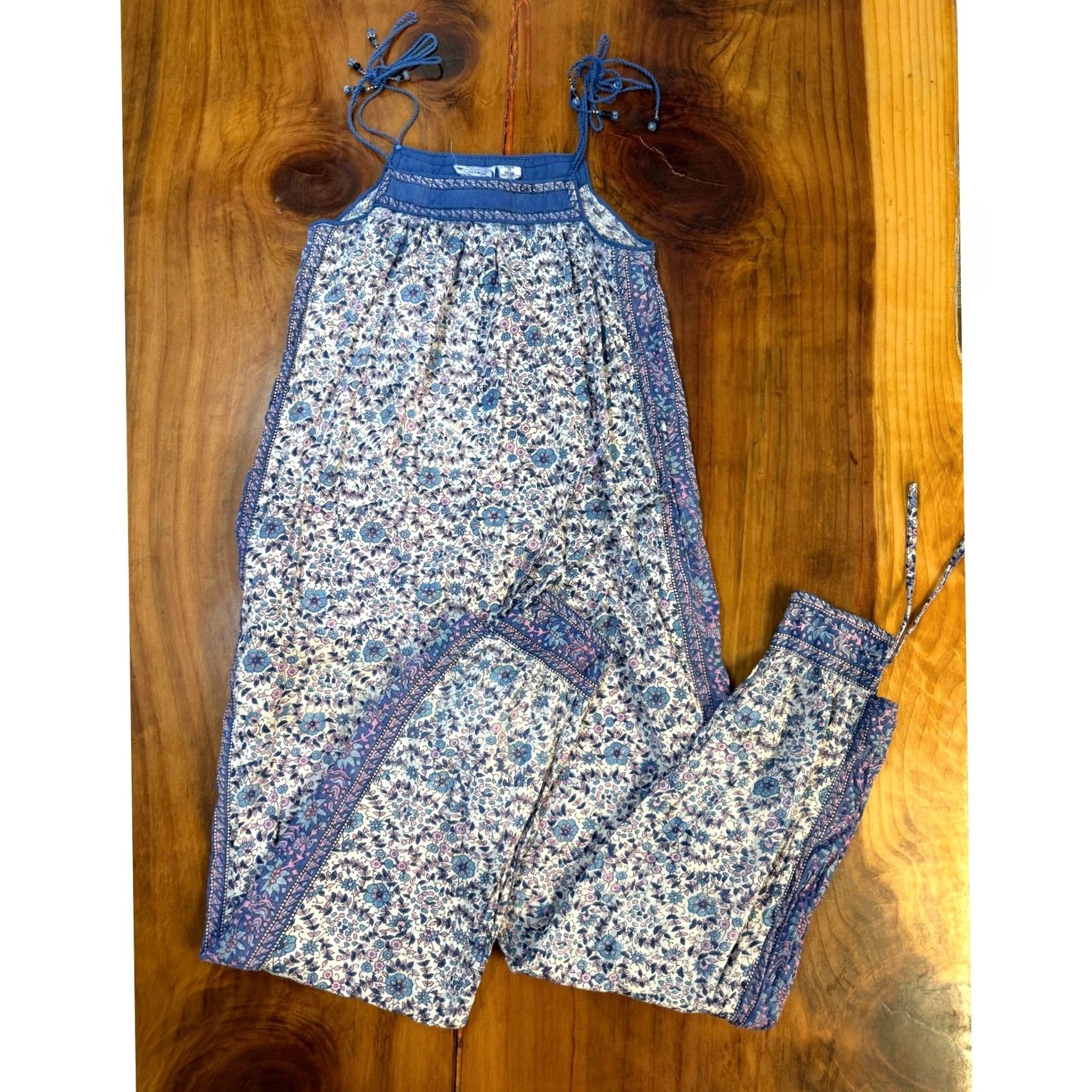 Vintage VINTAGE Starina India Jumpsuit Boho 1970s Blue Cotton L Women's Size 36" / US 14 / IT 50 - 2 Thumbnail