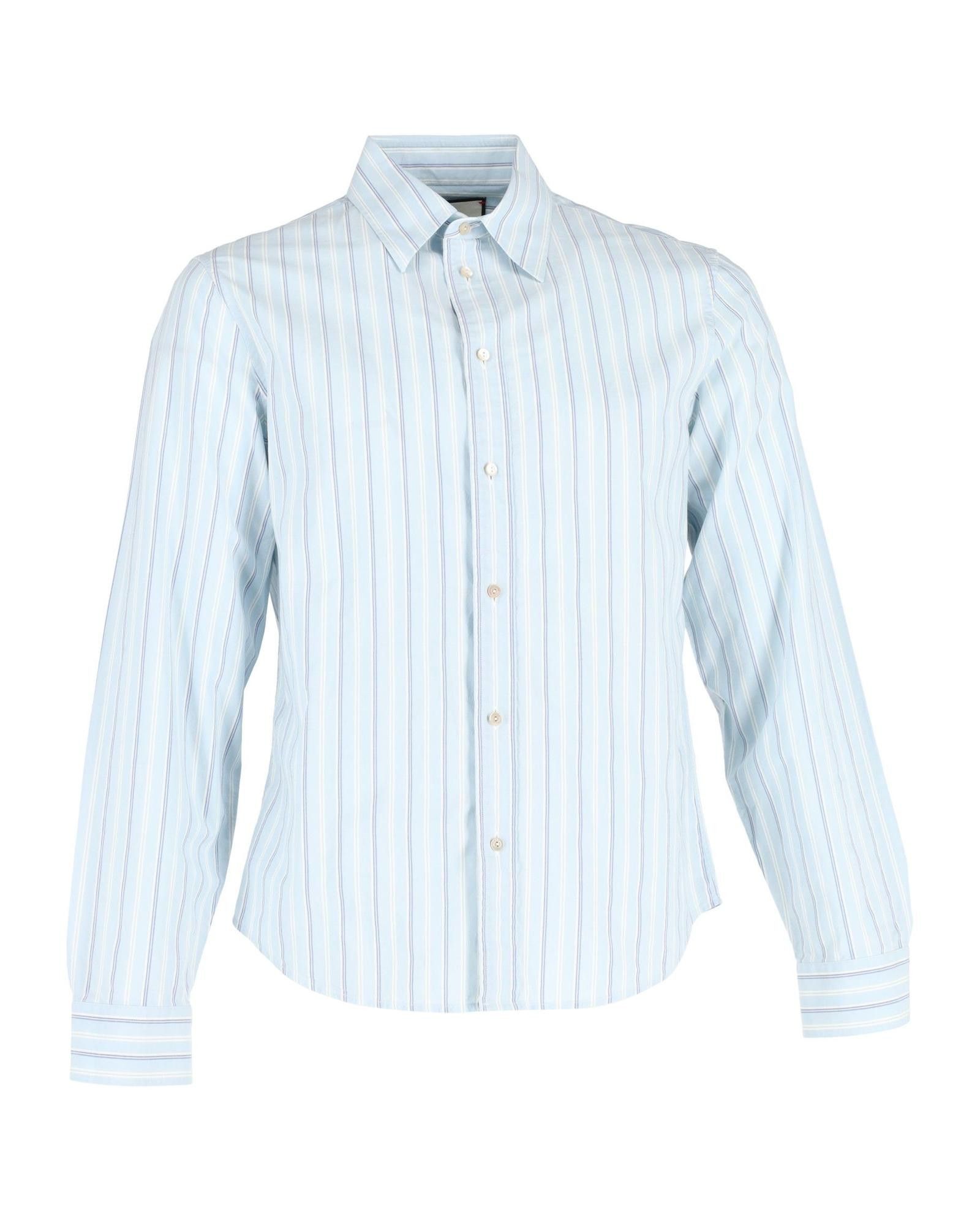 image of Gucci Striped Button-Up Shirt In Light Blue Cotton in Blue/Light Blue, Men's (Size Small)