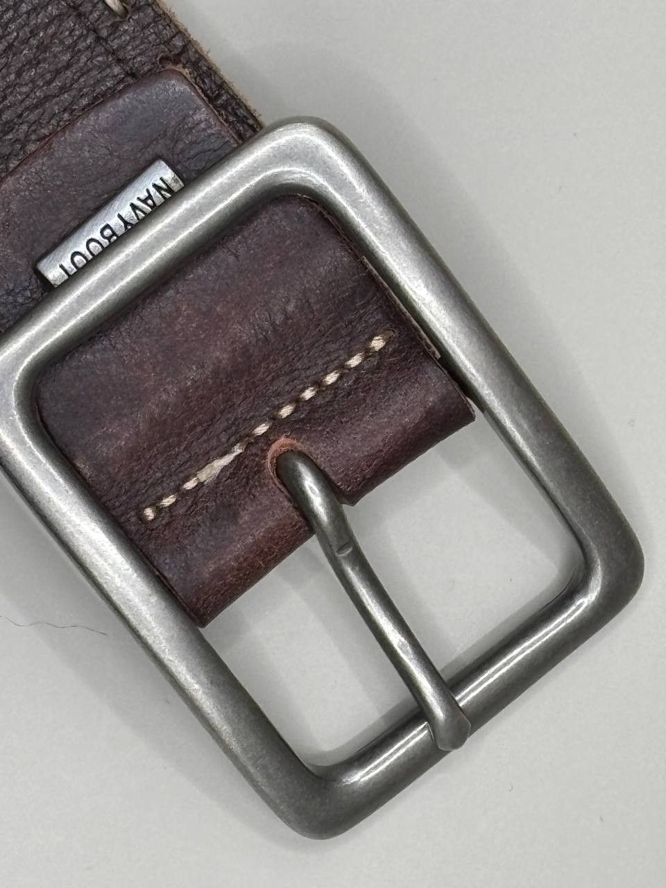 NAVYBOOT Navyboot Swiss Made Genuine Leather Belt - Brown Size ONE SIZE - 3 Thumbnail