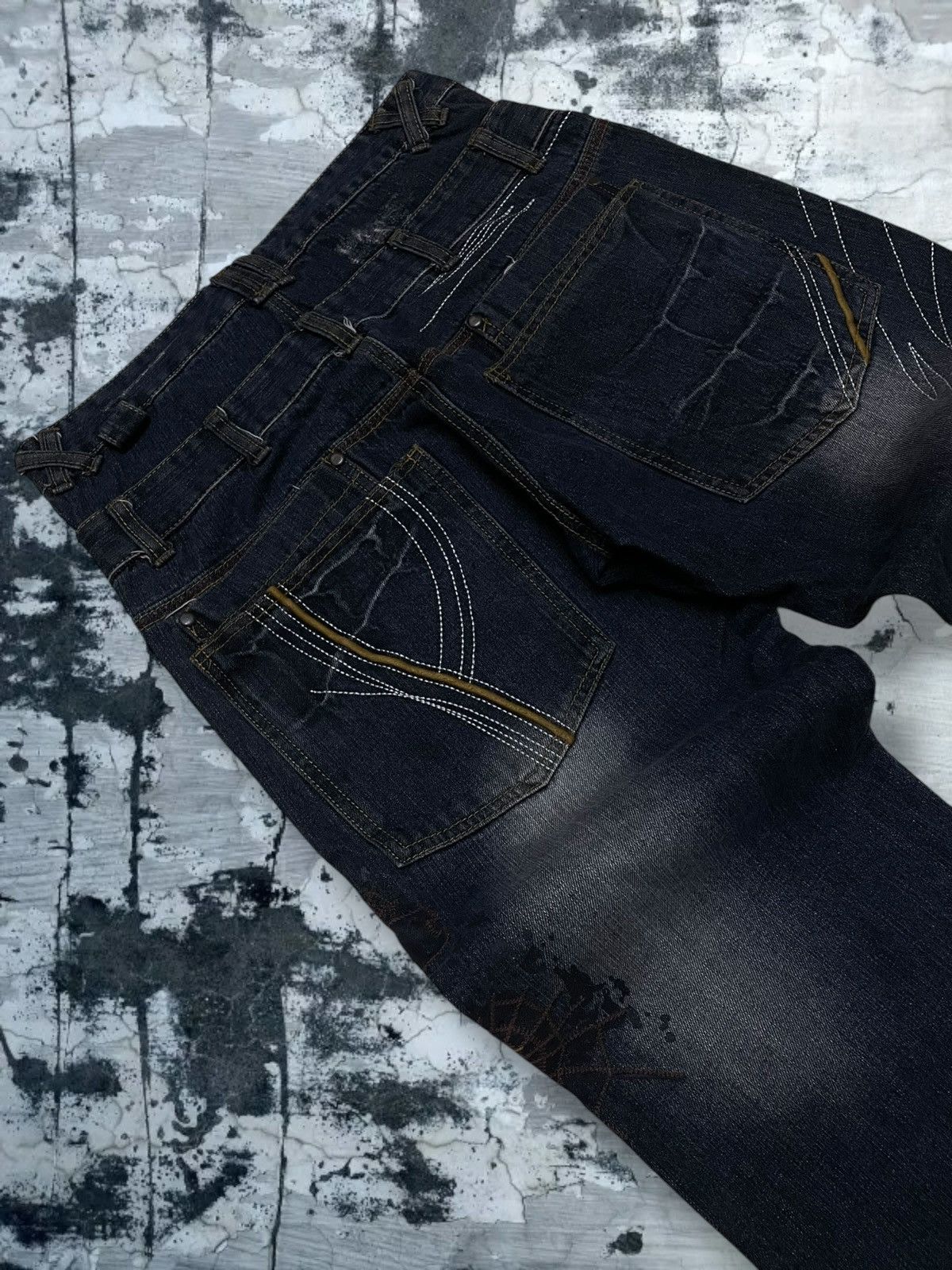 Japanese Brand Vintage Og 90s Japan Designer CEO Mad Punk Spider Web Denim Size US 30 / EU 46 - 16 Thumbnail