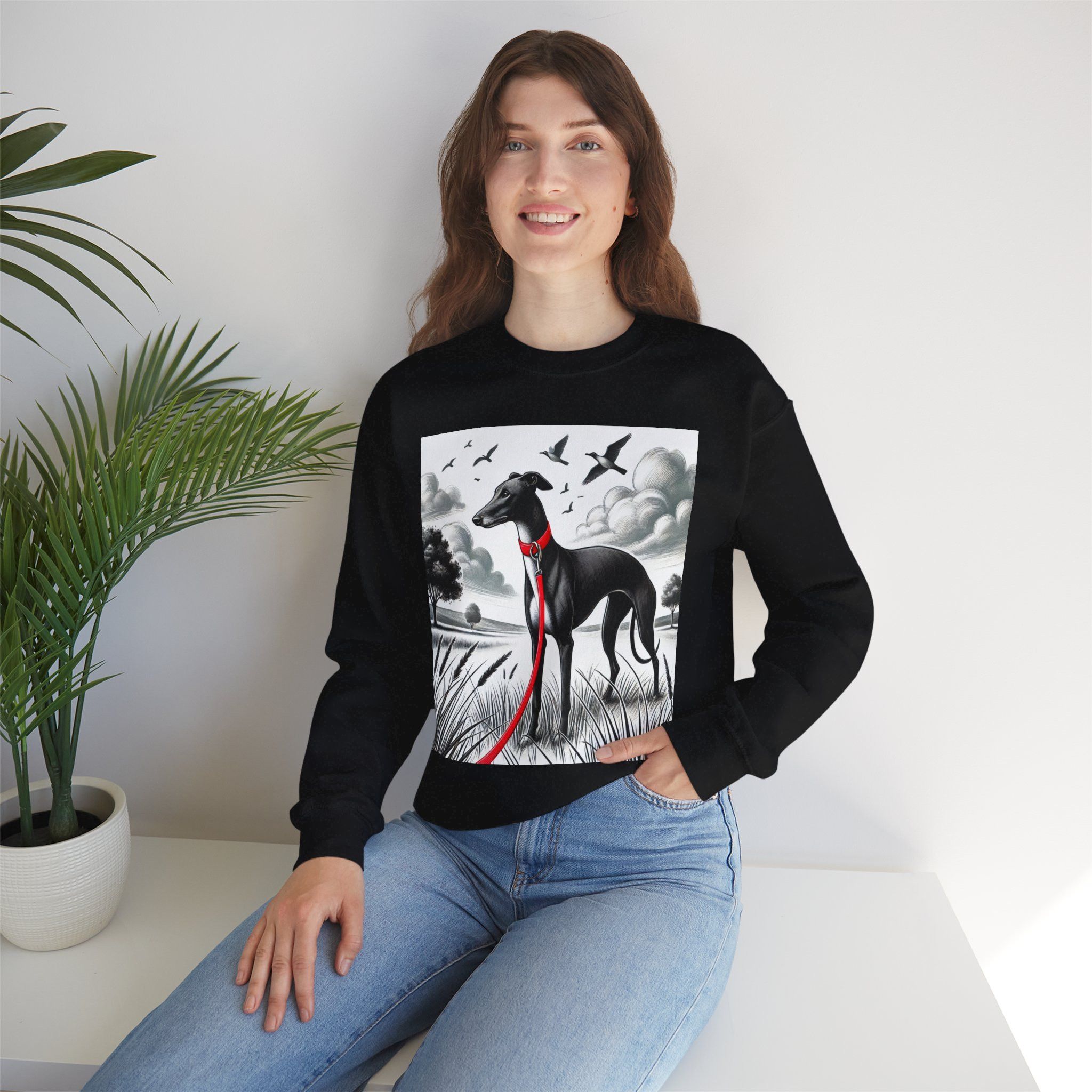 Gildan Elegant Greyhound in the Open Fields Crewneck Sweatshirt Size US L / EU 52-54 / 3 - 8 Thumbnail