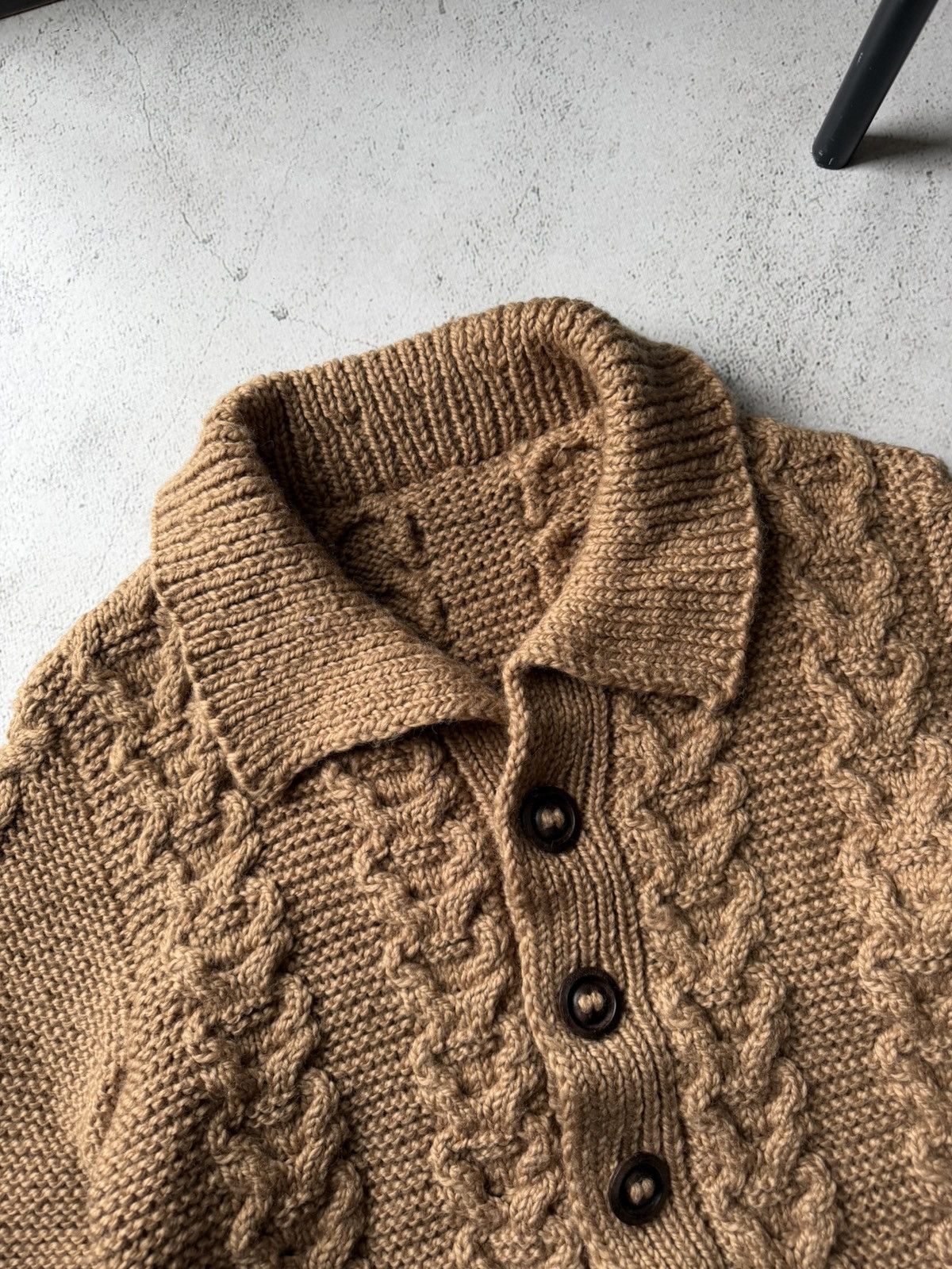 Handmade Hand Made Vintage Brown Button Heavy Sweater Cardigan Size US L / EU 52-54 / 3 - 9 Thumbnail