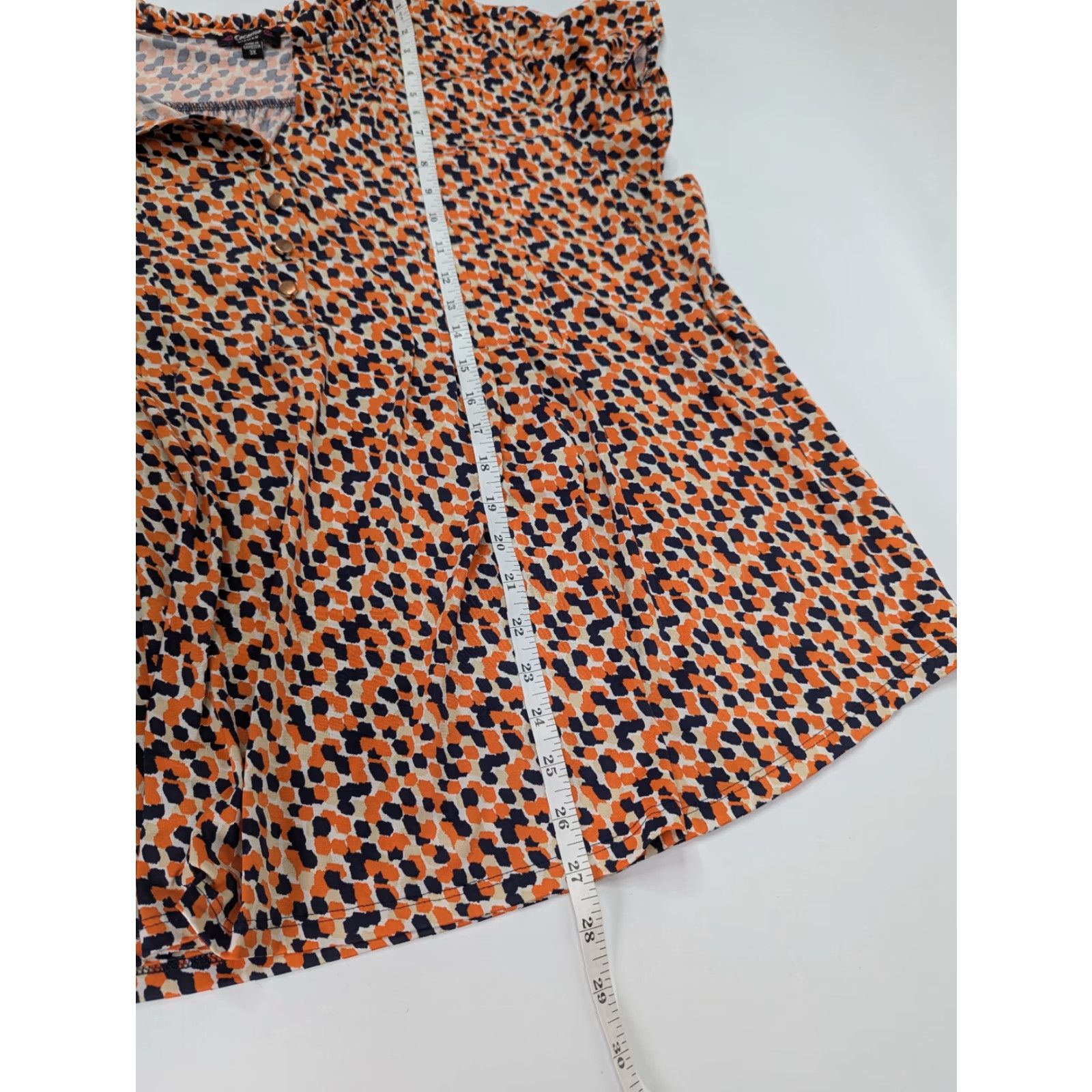 Vintage Cocomo 3X Orange Sleeveless Tank Top V-Neck Henley Shirt/Blouse - Plus Size Women - Dots Floral Tunic Casual Size XXL / US 16-18 / IT 52-54 - 3 Thumbnail