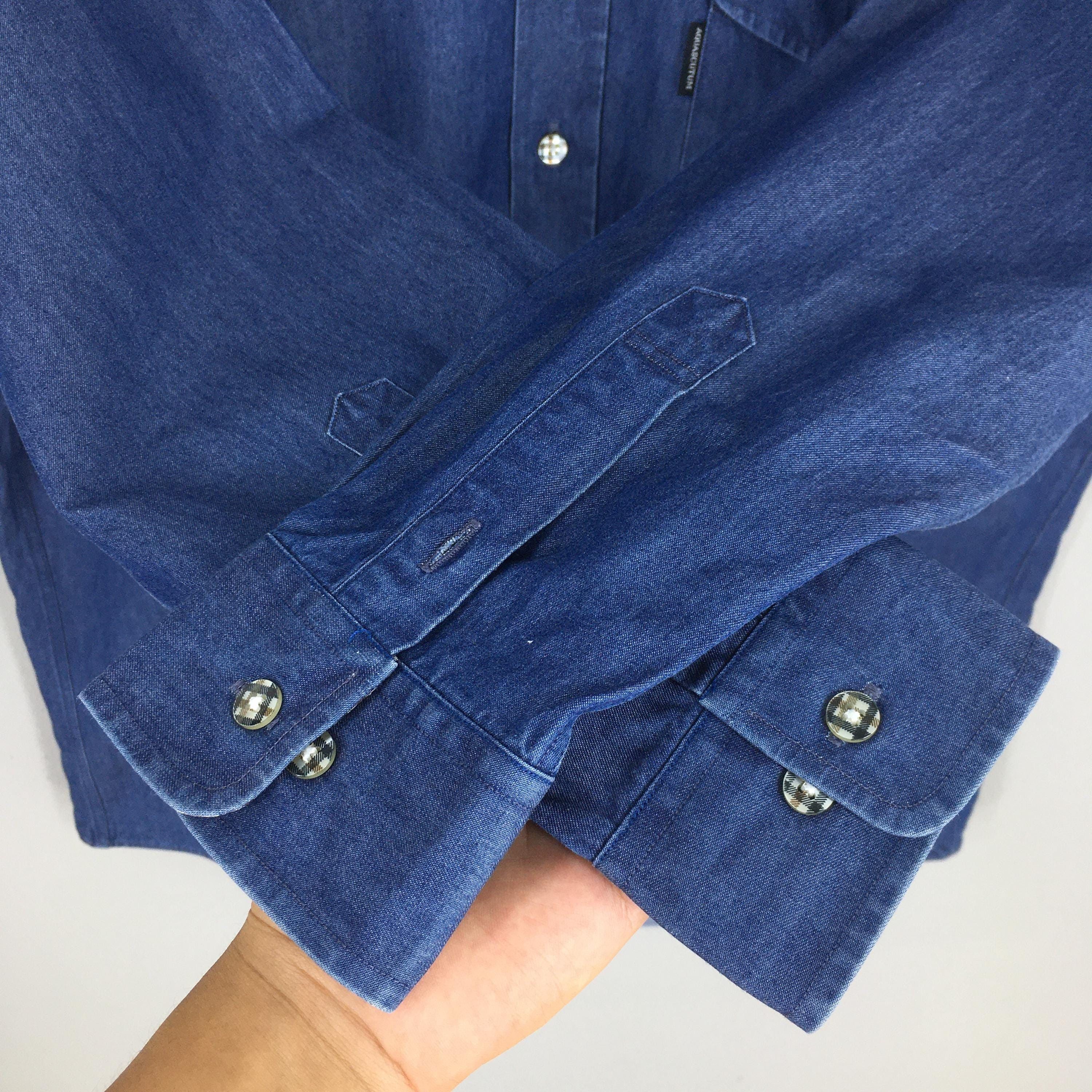 Aquascutum × Vintage Vintage 90's Aquascutum London Blue Shirt Medium Size US M / EU 48-50 / 2 - 4 Thumbnail