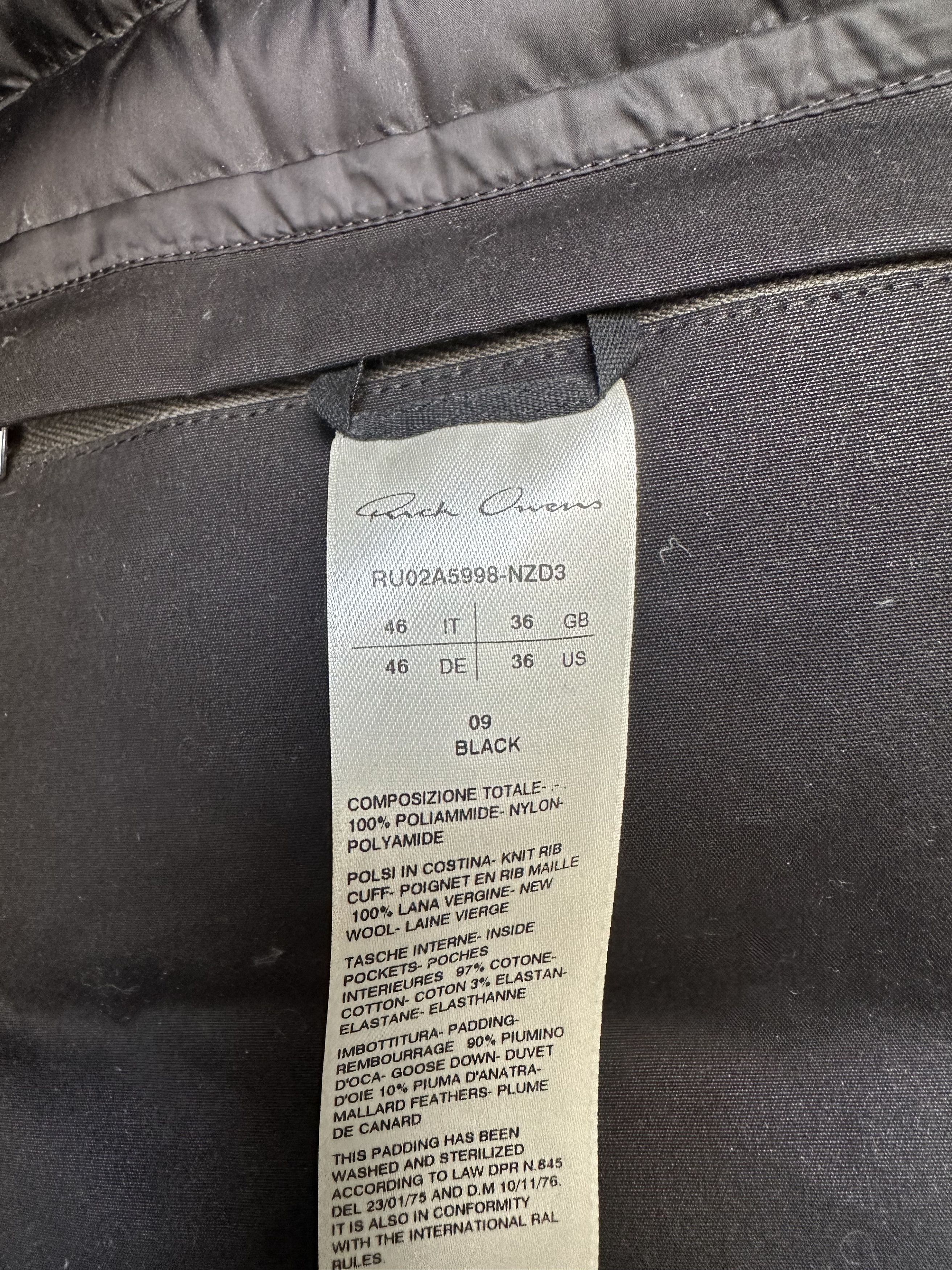 Rick Owens Black LS Liner Down Coat / Puffer Size US XS / EU 42 / 0 - 2 Thumbnail