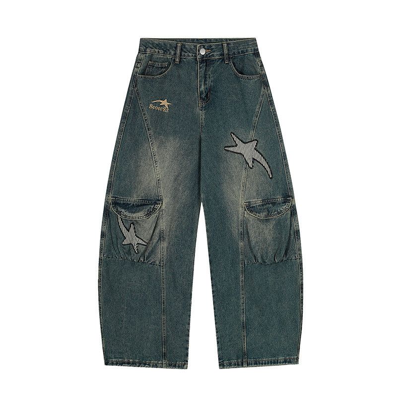 Vintage Men's Retro Striped Star Embroidered Scimitar Jeans Size US 32 / EU 48 - 1 Thumbnail