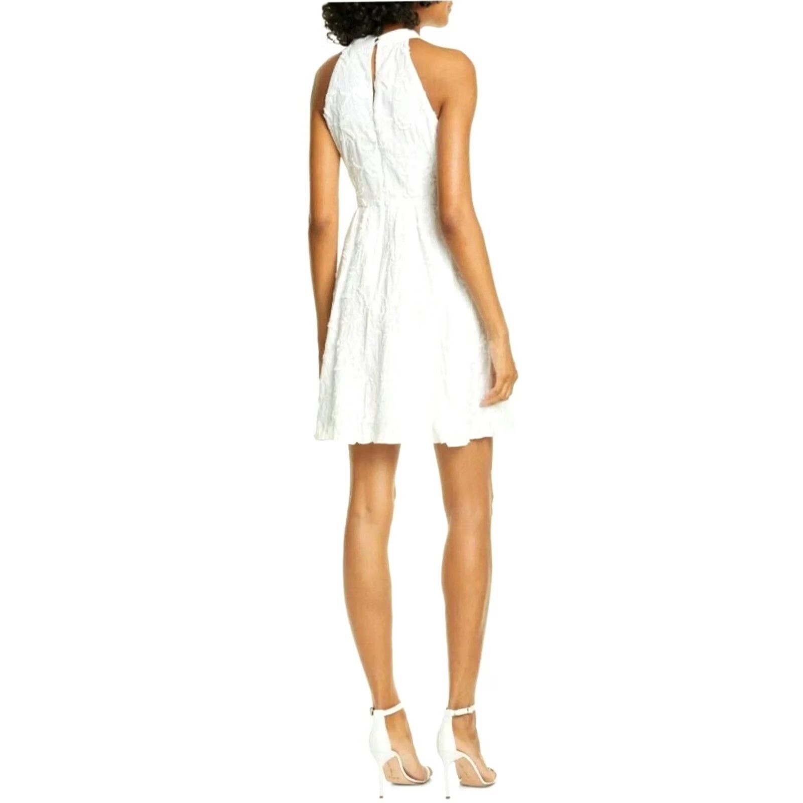 Ted Baker Ted Baker White Floral Embroidery Halter Neck Sleeveless Dress Size 2, A-Line, Cotton, White, Floral, Summer, Spring, Fall, Winter Womens Size XS / US 0-2 / IT 36-38 - 4 Thumbnail