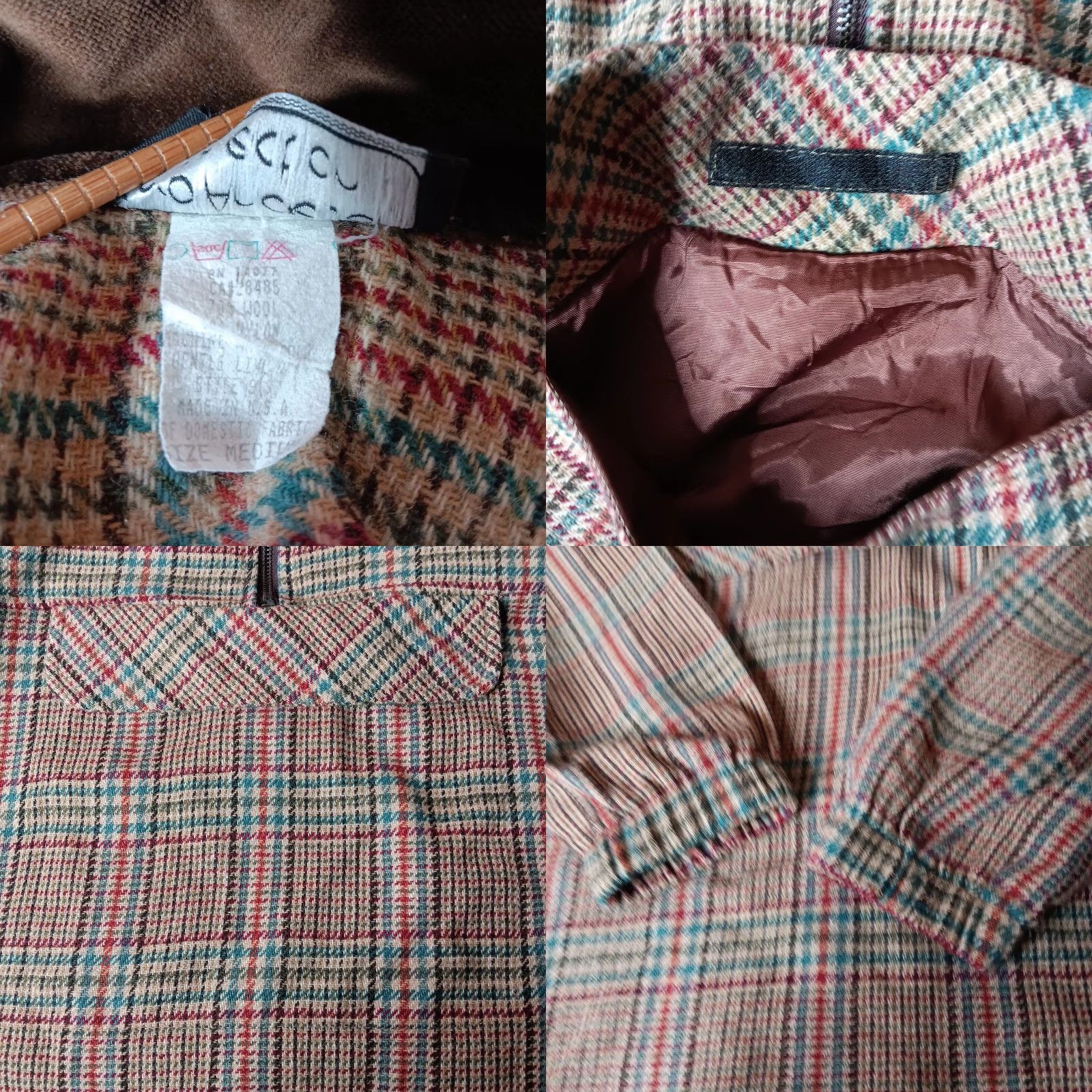 Vintage VINTAGE Carol Little Jacket M Wool Blend Pullover Brown Plaid 1/4 Zip Academia Womens Size M / US 6-8 / IT 42-44 - 8 Thumbnail