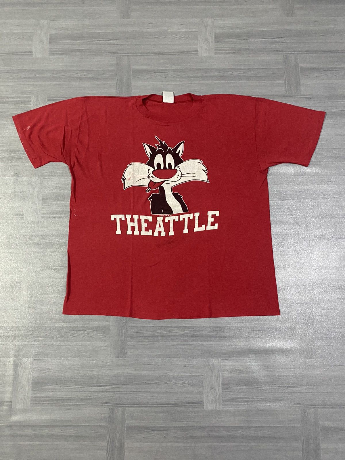 Warner Bros Vintage 1977 Looney Tunes Sylvester The Cat Theattle Size US L / EU 52-54 / 3 - 1 Thumbnail