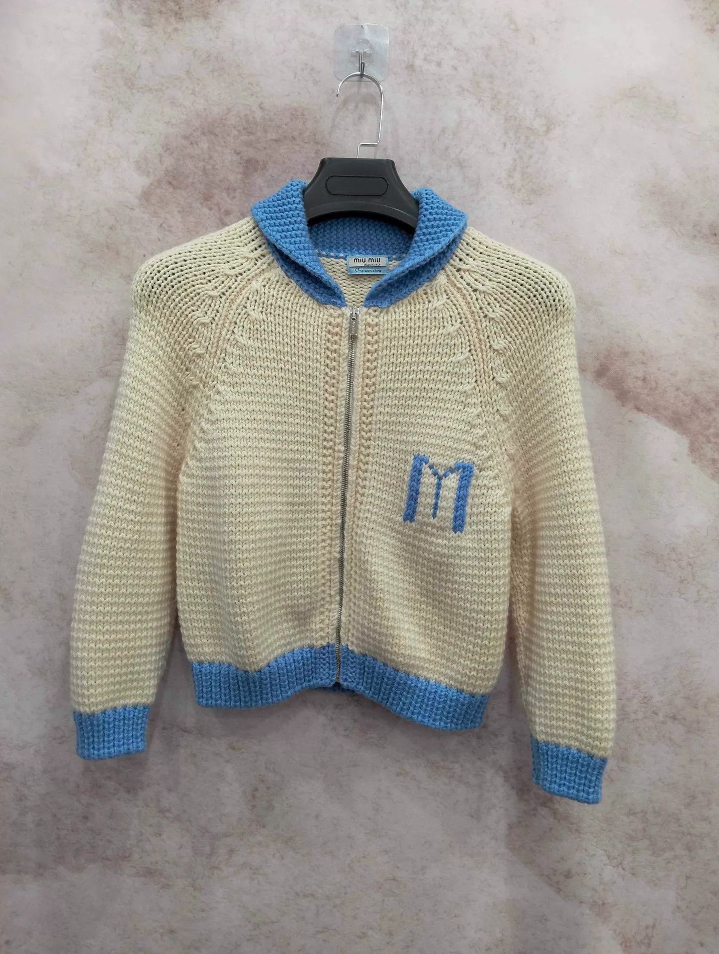 Miu Miu MIU MIU Train Print Knit Cardigan 40 (95 New) Size S / US 4 / IT 40 - 1 Thumbnail