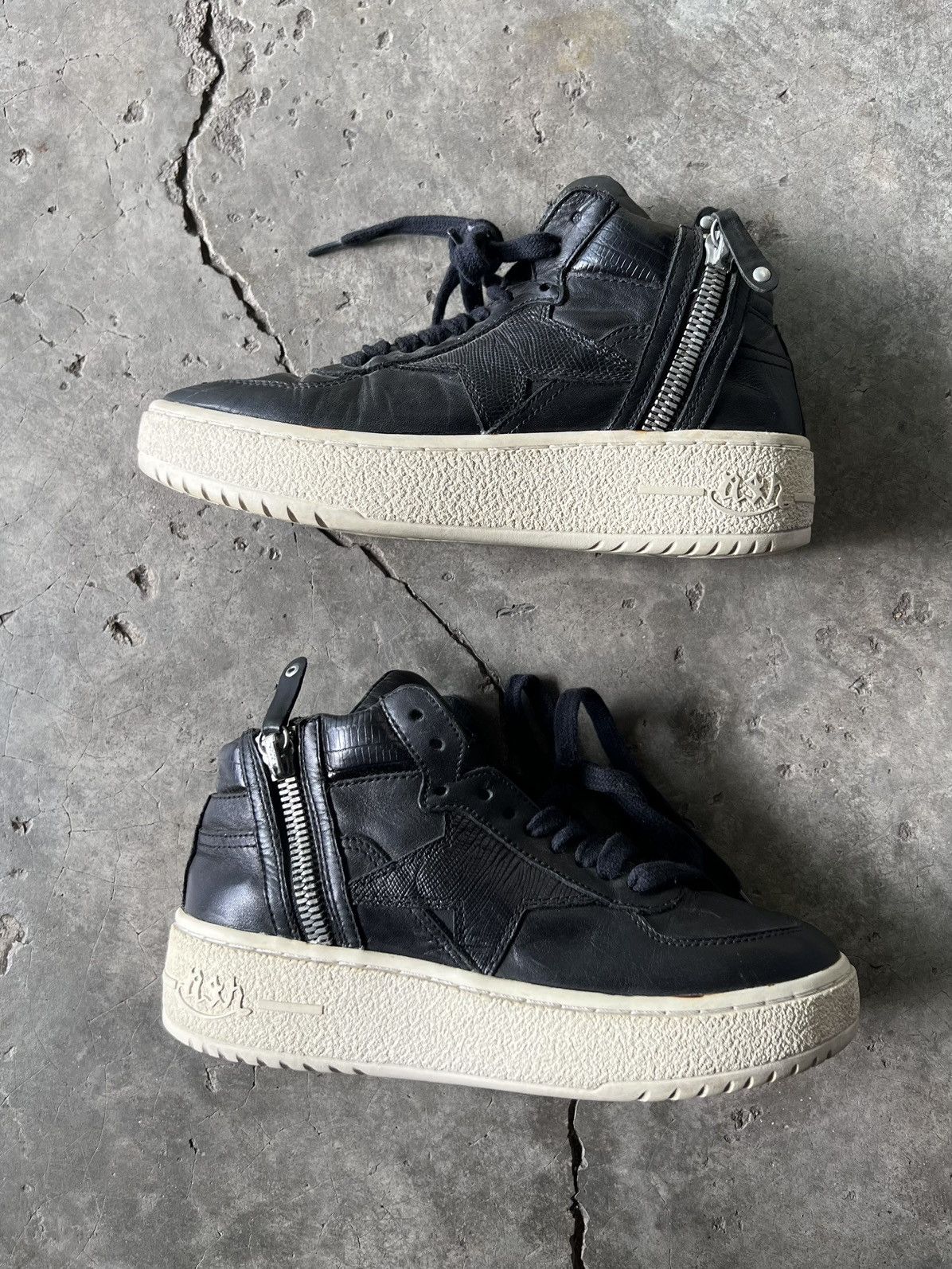 ASH Ash Black Leather High Top Sneakers Size US 7 / IT 37 - 2 Thumbnail