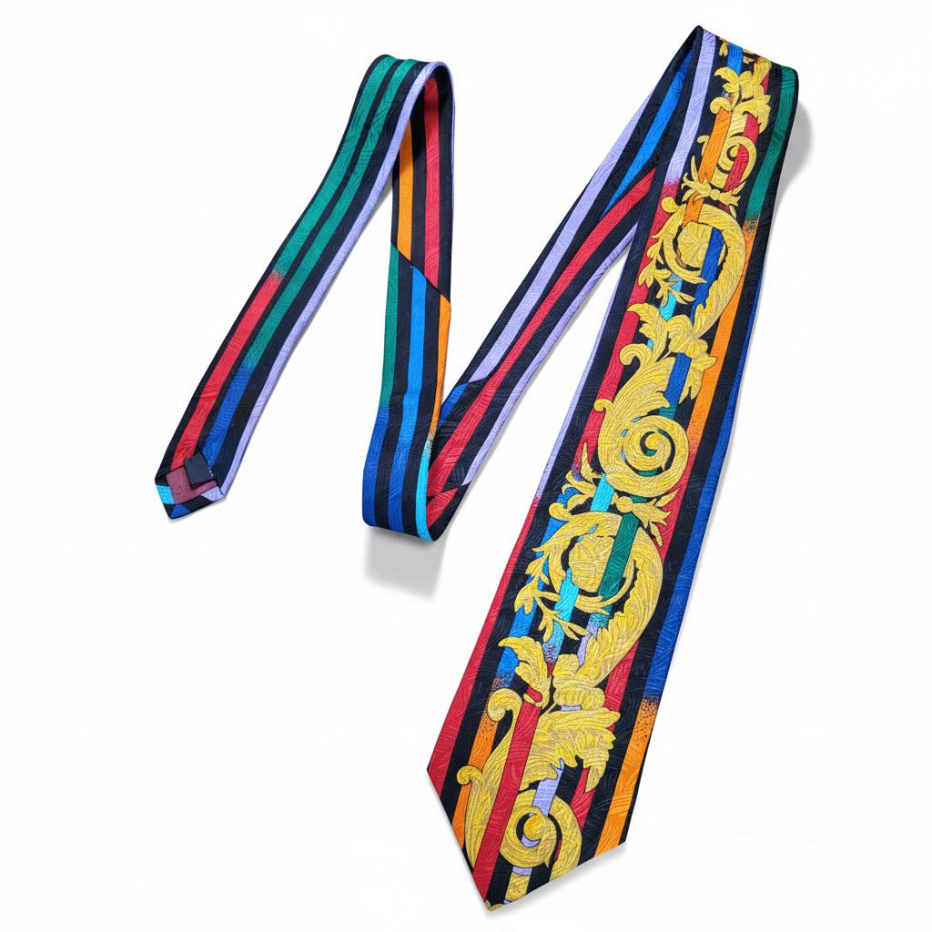 Other Rush Limbaugh 56x4" Necktie Rainbow Gold Filagree 100% Silk Size ONE SIZE - 3 Thumbnail
