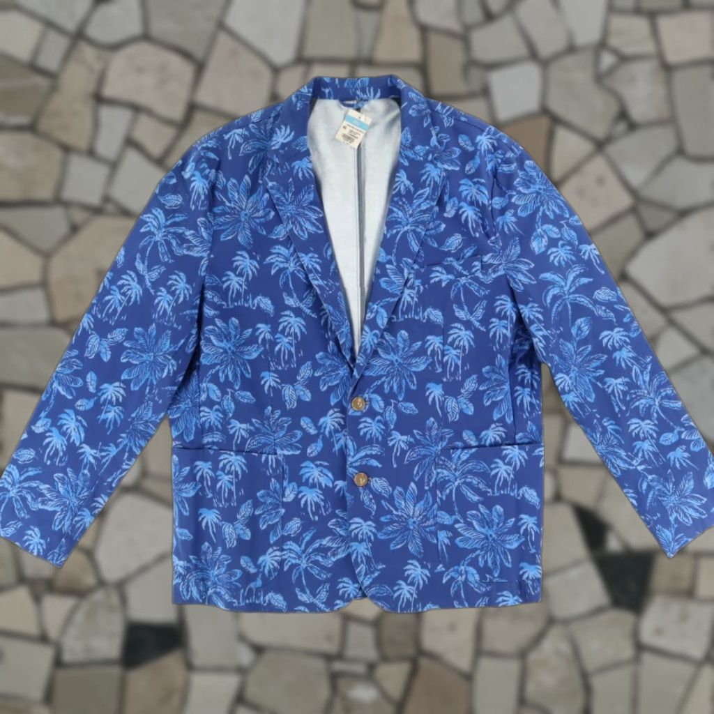 J.McLaughlin J. McLaughlin Libson Kona Palms Sport Coat Blue Men's 46 Jacket Long Sleeve Floral Regular Fit Shirt Size US S / EU 44-46 / 1 - 1 Thumbnail