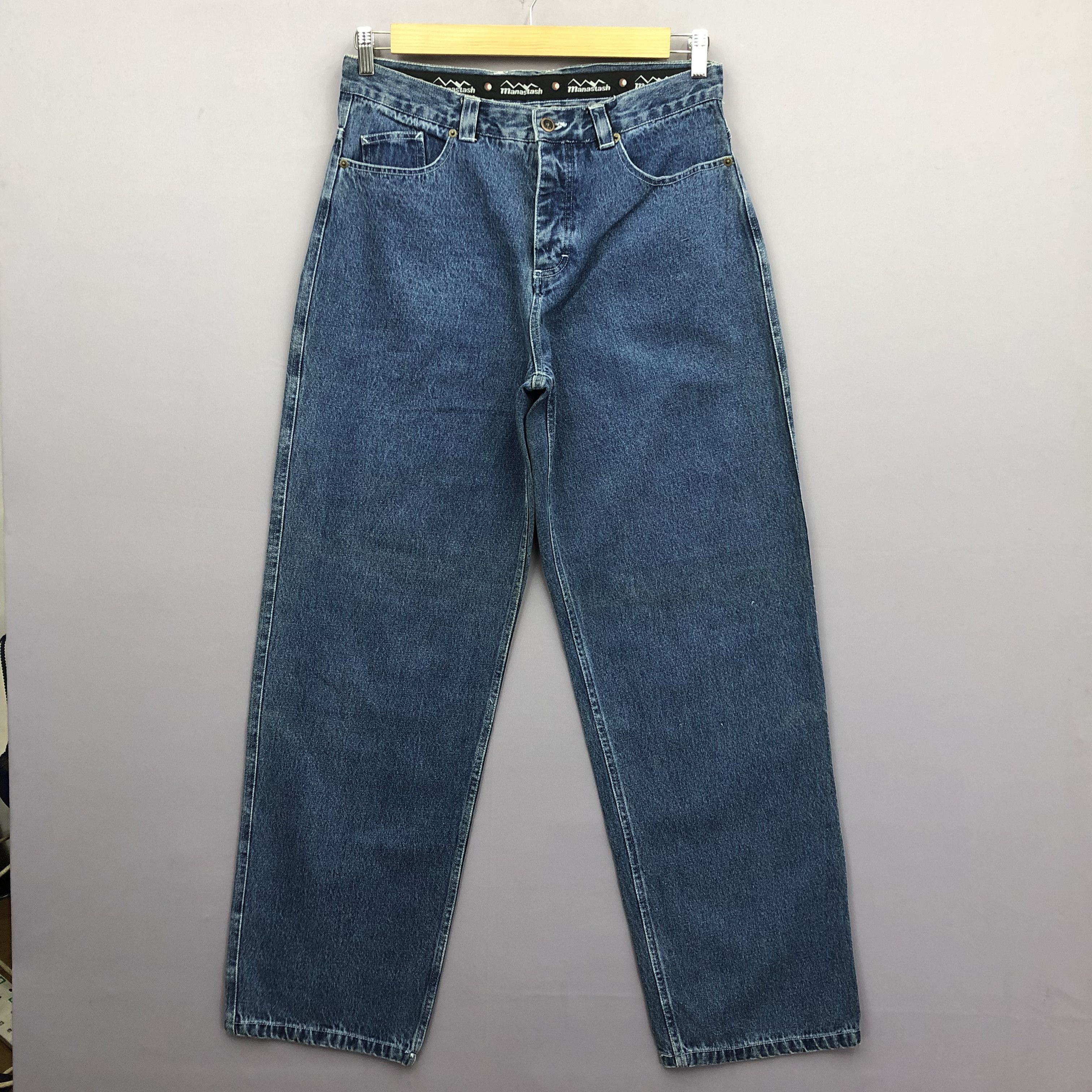 Crazy Vintage Y2K Manastash Baggy Jeans Skater Faded Denim.
