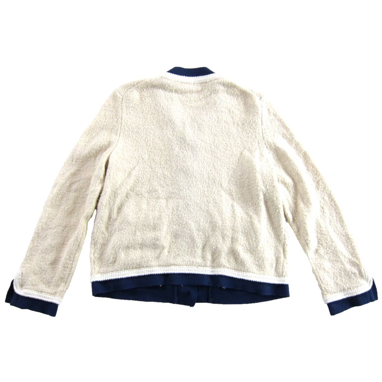 J.Crew J.CREW Blue Ivory Textured Boucle Cardigan Lady Sweater M Jacket Button Gold Button Cardigan Sweater M Ladies Ivory Boucle Knit Size M / US 6-8 / IT 42-44 - 2 Thumbnail