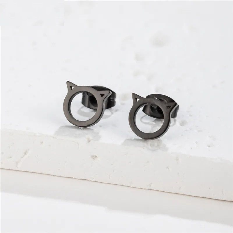 Jewelry Cute Cat Stud Earrings Charm Earring Gift Size ONE SIZE - 1 Preview