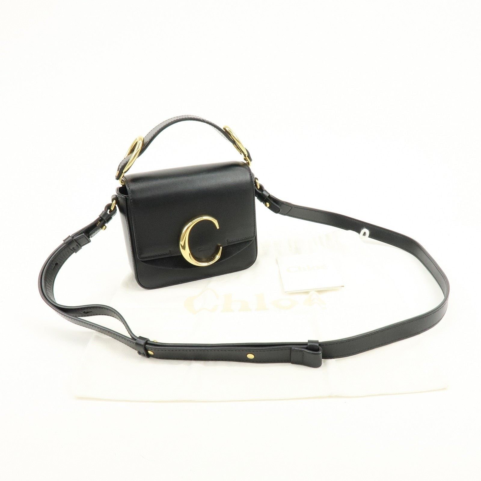 Chloe Chloe C Mini Leather Shoulder Bag Black Size ONE SIZE - 8 Thumbnail