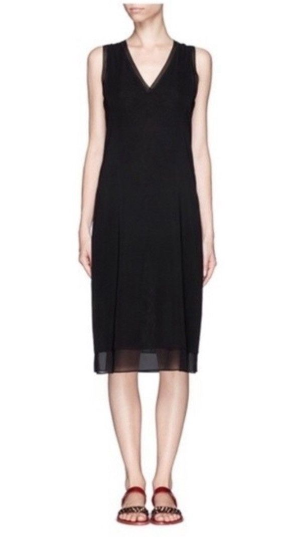 Vince Vince Black Silk Sleeveless Tank Midi Dress Size XS Size XS / US 0-2 / IT 36-38 - 1 Thumbnail