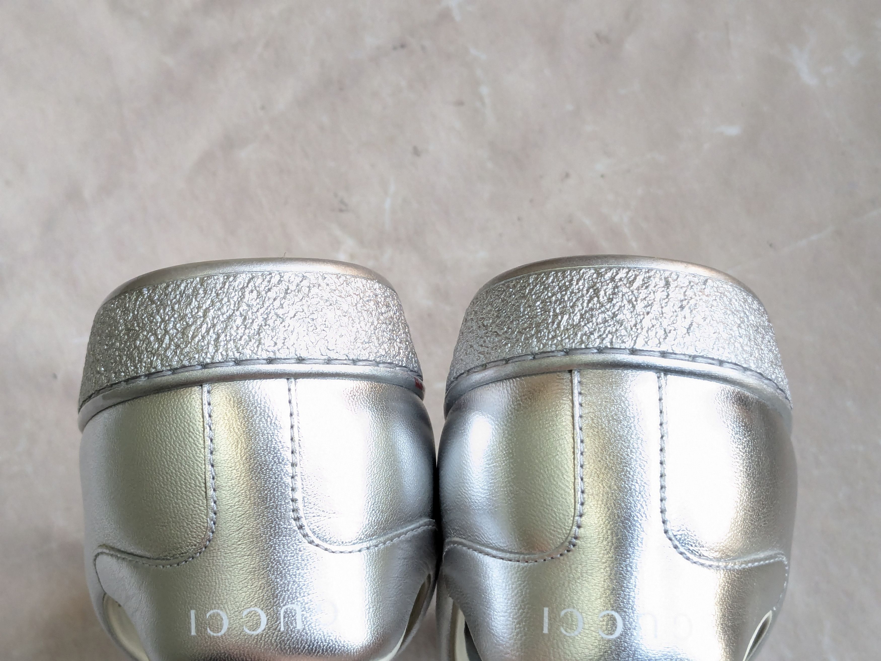 Gucci Gucci Ace Sneakers 8.5 Silver Leather Low Logo Size US 8.5 / EU 41-42 - 14 Thumbnail