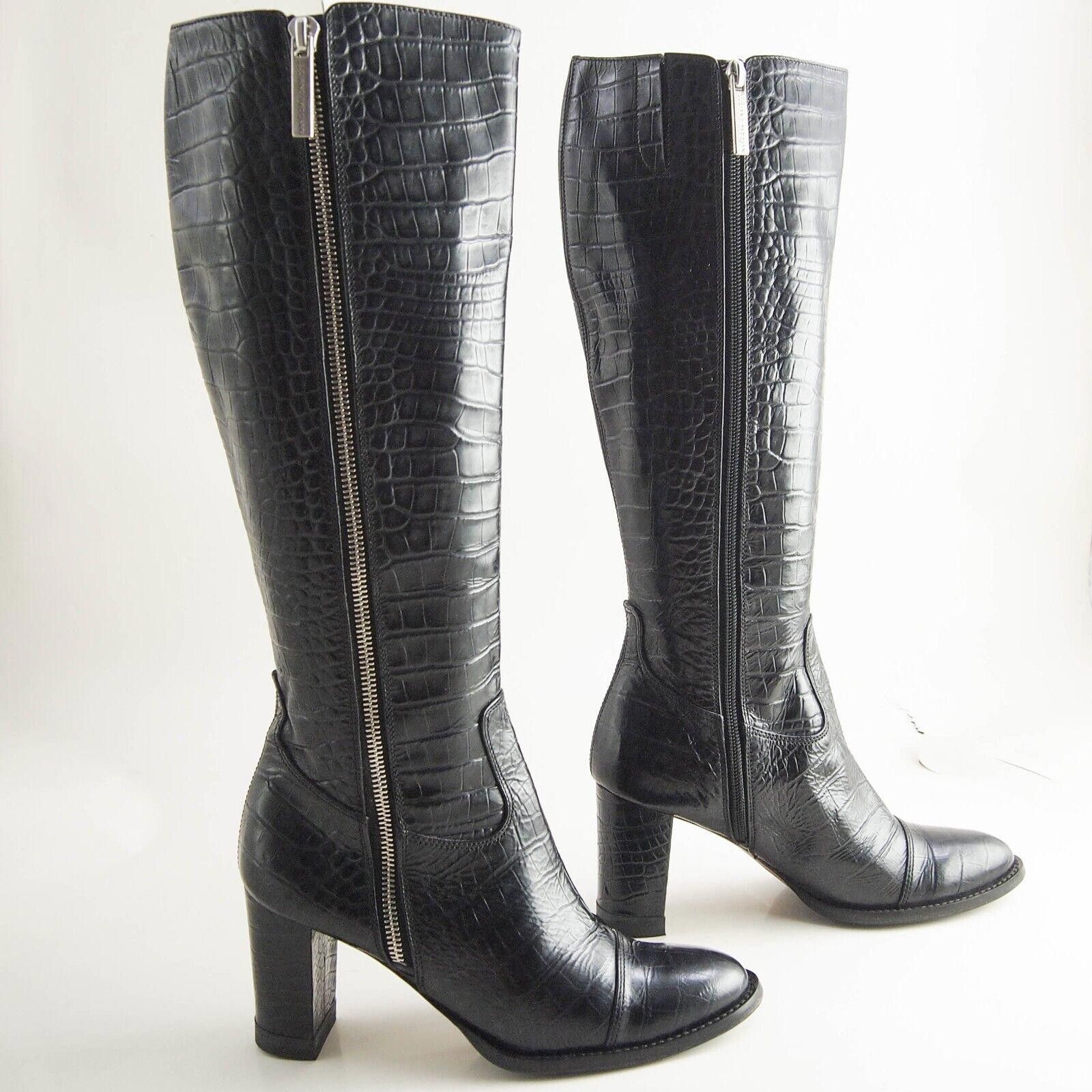 Designer Luciano Padovan Boots Black Croc Leather Womens US 6 EU 36 Size US 6 / IT 36 - 5 Thumbnail