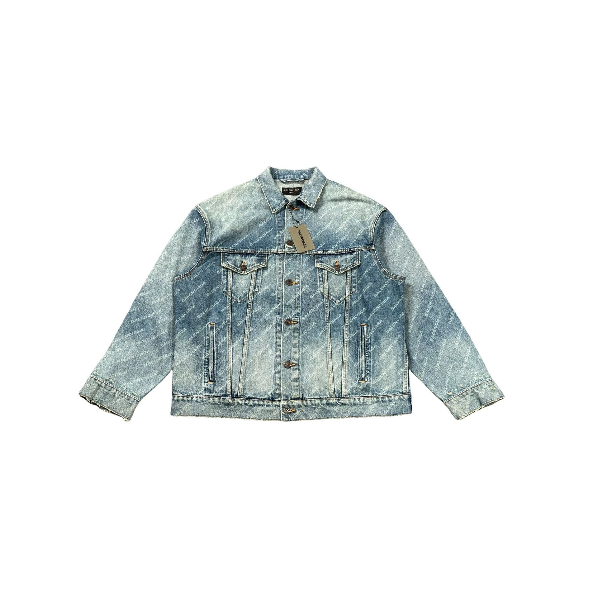 Balenciaga Balenciaga All-over Logo Denim Jacket Size XS Size US XS / EU 42 / 0 - 1 Thumbnail