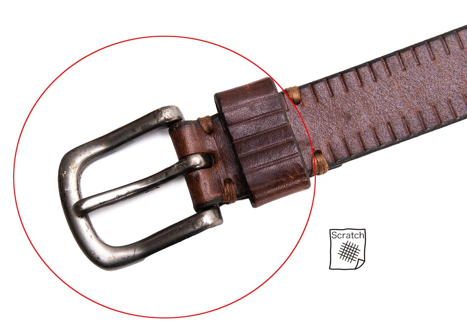 Issey Miyake Leather Embossed Line Belt in Brown Size ONE SIZE - 3 Thumbnail