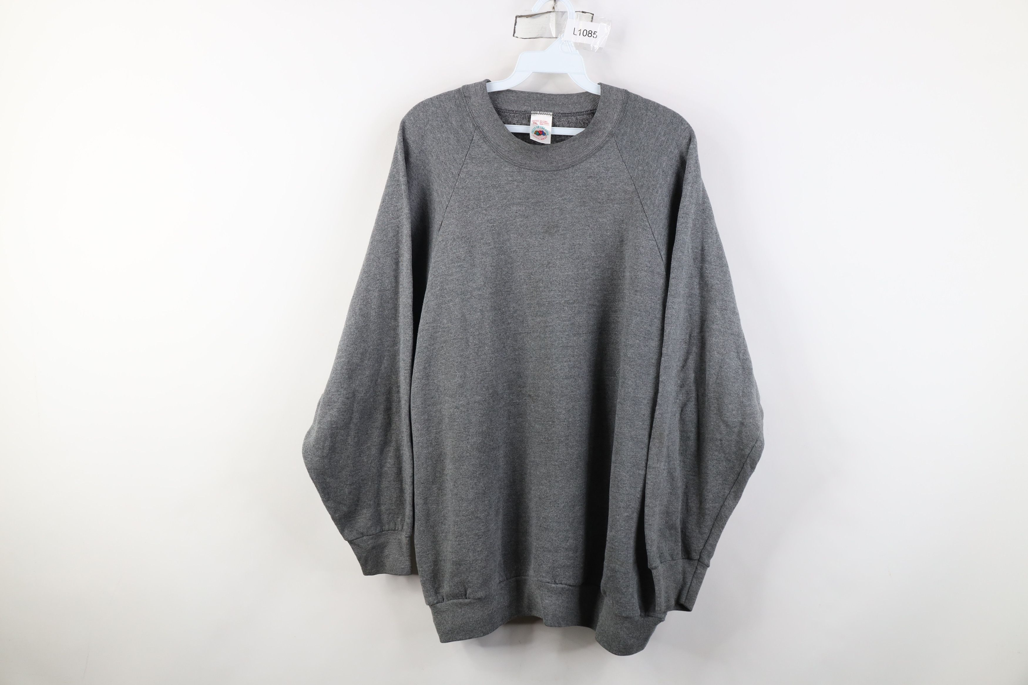 Vintage Vintage 90s Streetwear Blank Crewneck Sweatshirt Gray USA Size 3XL / US 20-22 - 1 Thumbnail