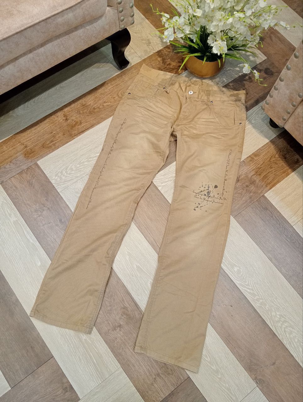 In The Attic IN THE ATTIC JAPAN EMBROIDERY SKULLS PANTS - SIZE L Size US 37 - 2 Thumbnail