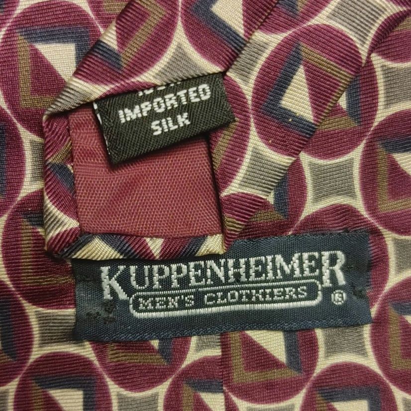 Other KuppenHeimer Men's Imported Silk OS Beige/Red Abstract Tie Size ONE SIZE - 2 Thumbnail