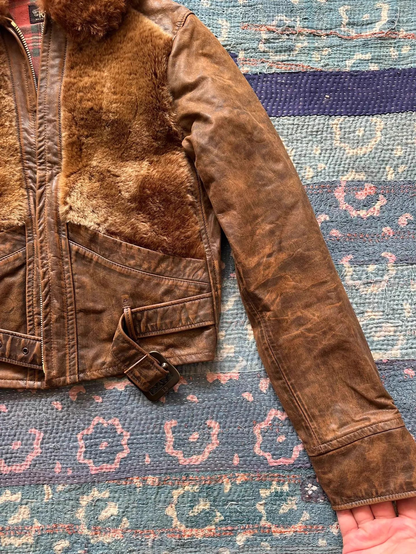 RRL Ralph Lauren RRL Women's Brown Bear Leather Jacket Size 1 Size S / US 4 / IT 40 - 5 Thumbnail
