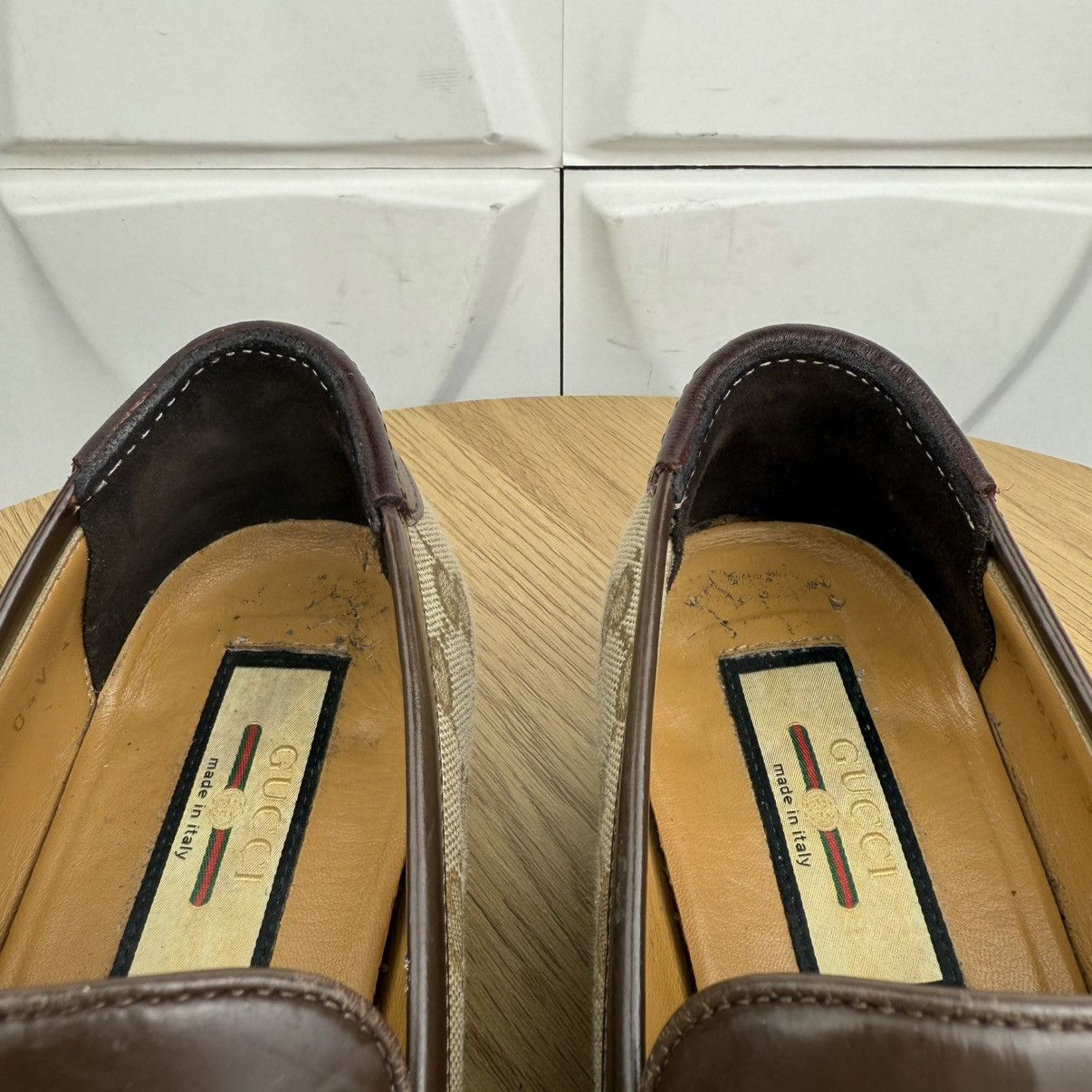 Gucci GUCCI Loafers Leather Shoes Monogram GG Metal Logo Beige Size US 7 / IT 37 - 8 Thumbnail
