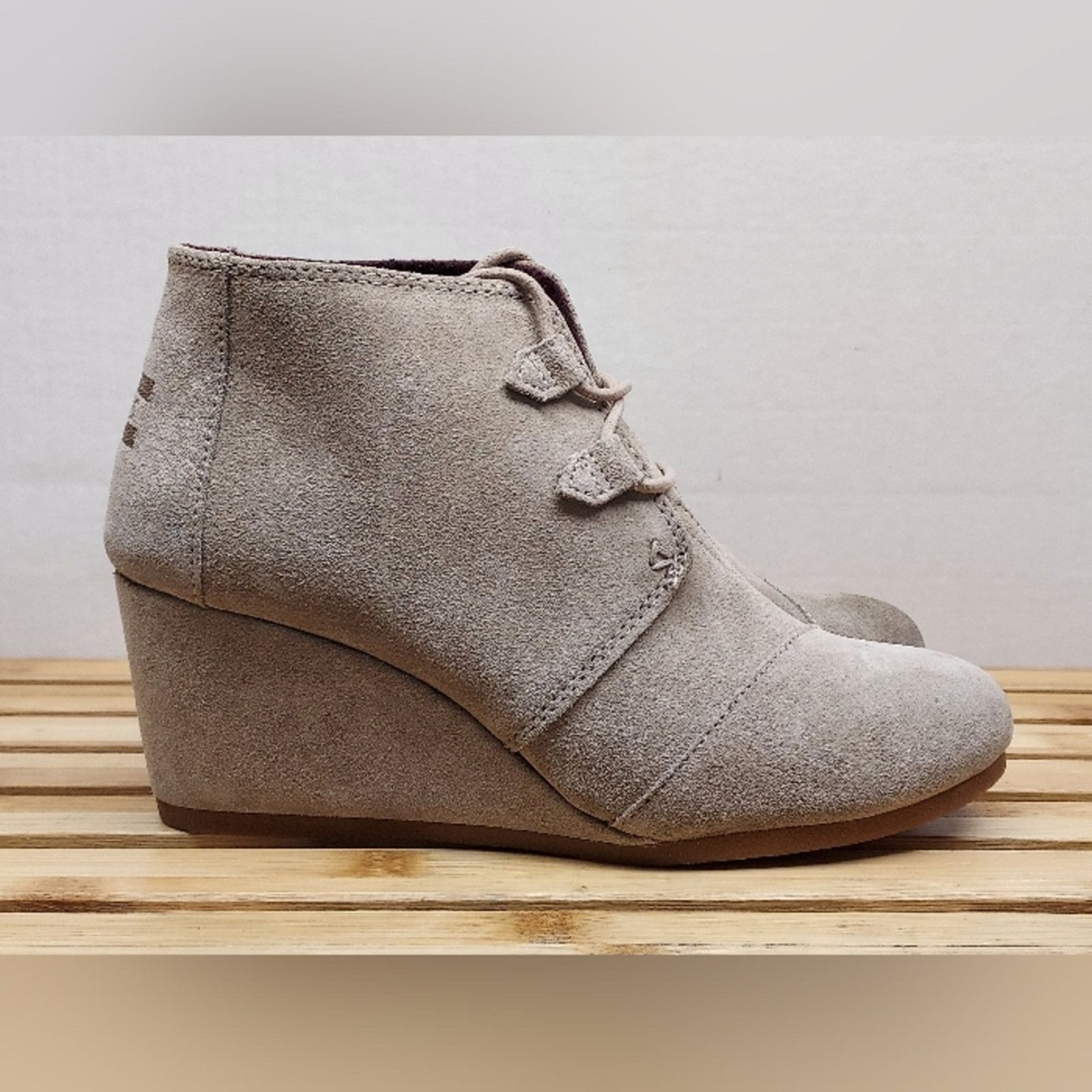 Toms TOMS Womens Beige Kala Wedge Ankle Booties Size 10 Size US 10 / IT 40 - 6 Thumbnail