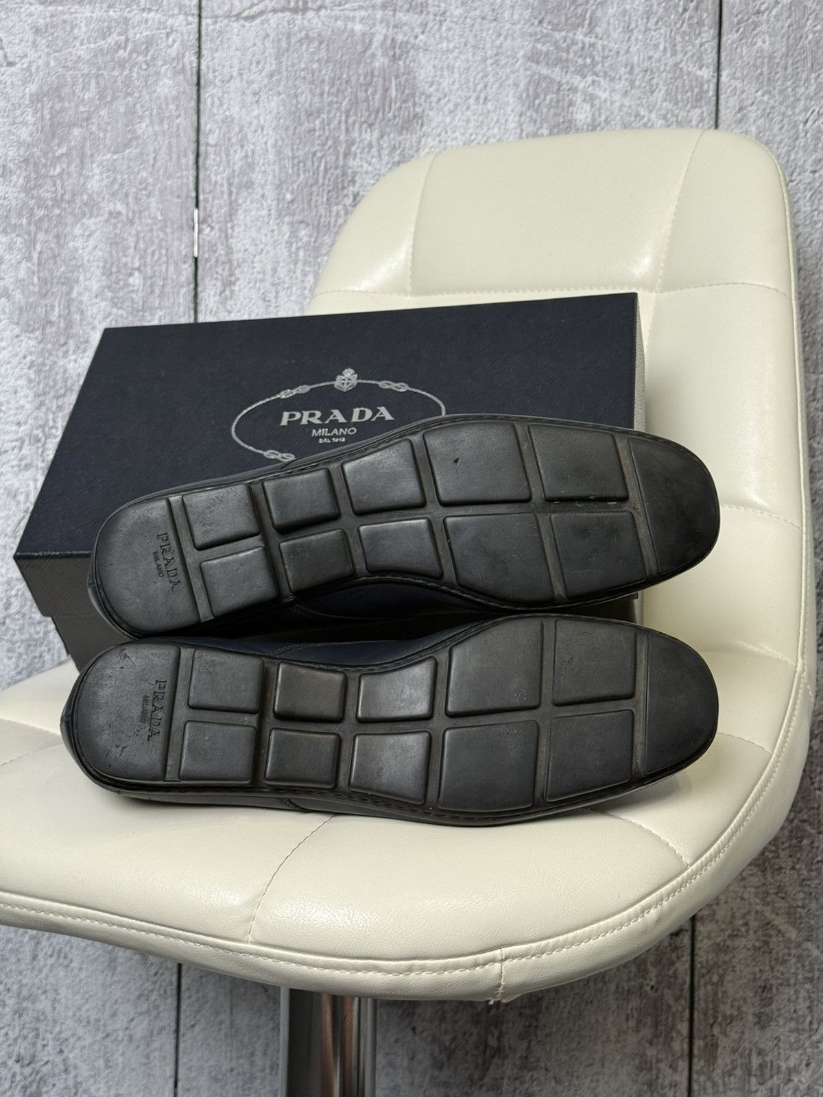 Prada PRADA Navy Leather Lace Up Men’s Shoes With Logo (2ED 034) Size US 11 / EU 44 - 19 Thumbnail