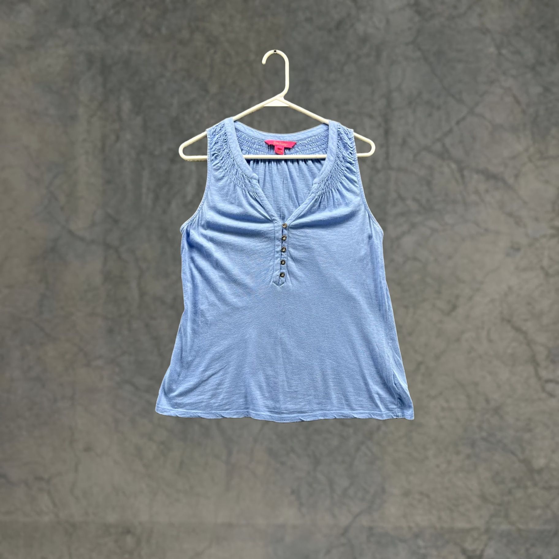 Lilly Pulitzer Lilly Pulitzer Tank Top Womens S Blue Henley Sleeveless Jersey Cotton Summer Clothing Size S / US 4 / IT 40 - 1 Thumbnail