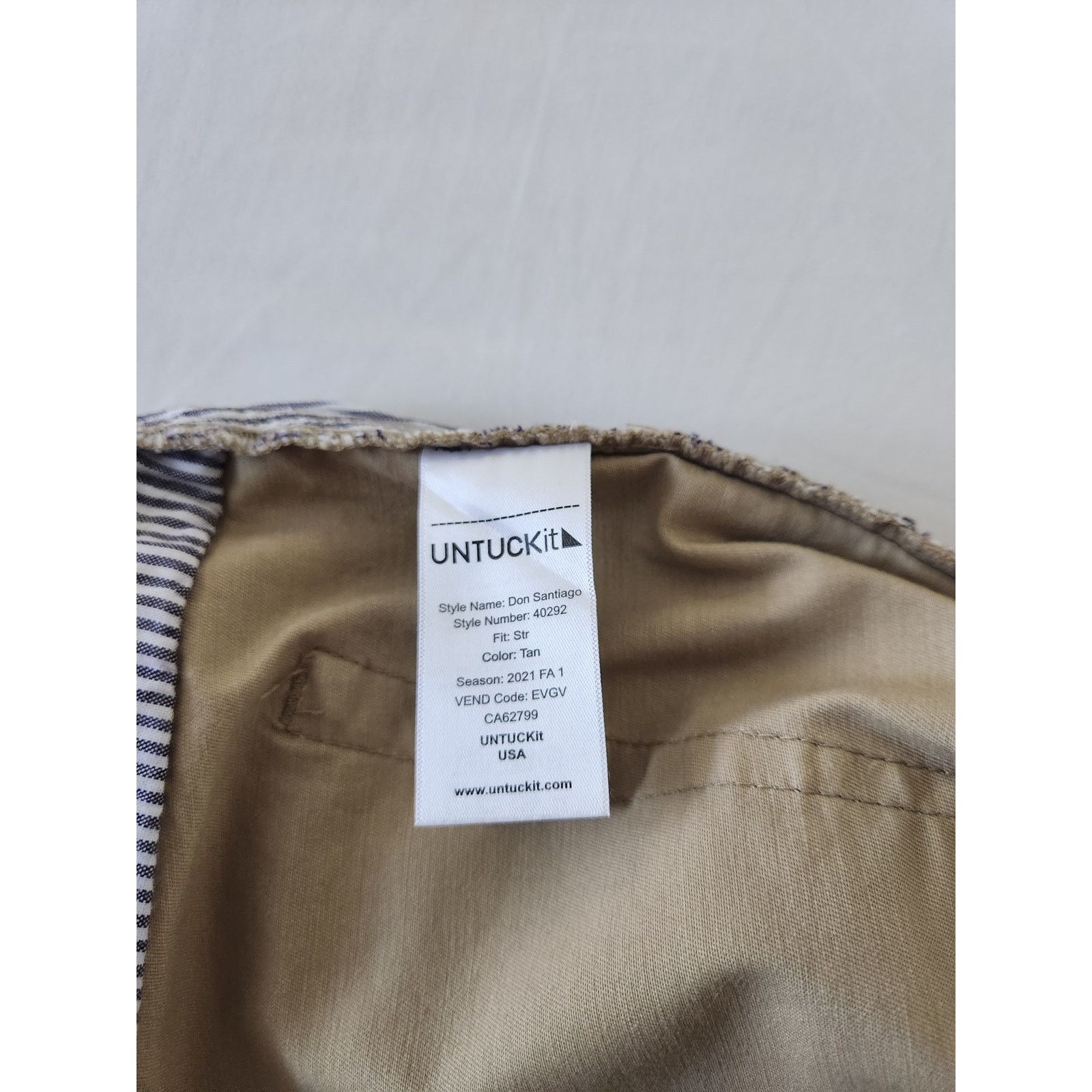 UNTUCKit Untuckit Mens Tan Pants Straight Fit W34 L30 Size US 34 / EU 50 - 10 Thumbnail