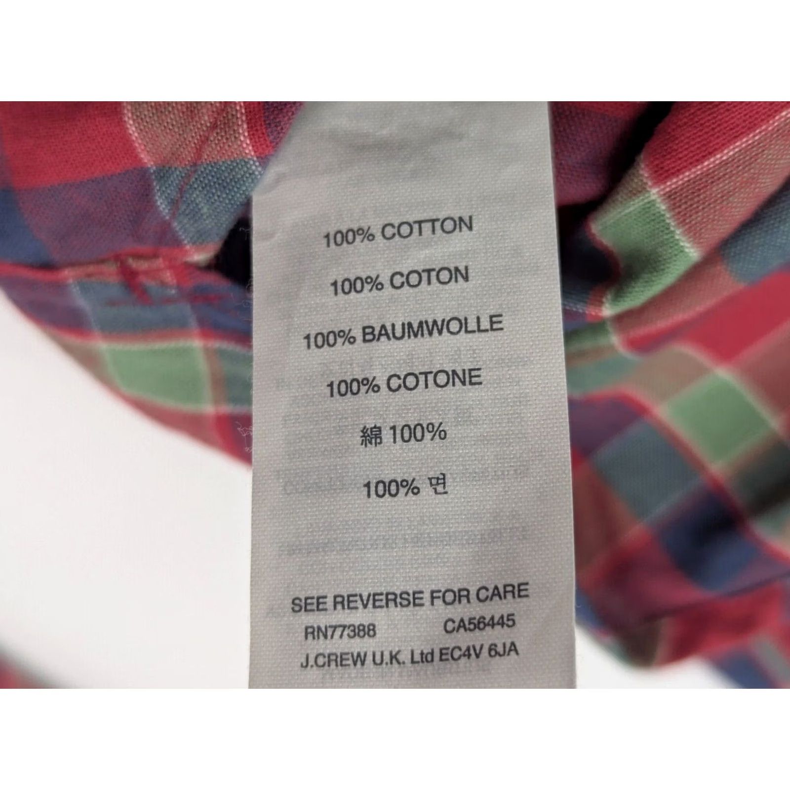 J.Crew J.CREW Button-Down Plaid Shirt XL Men Red Green Cotton Lightweight E6698 Size US XL / EU 56 / 4 - 6 Thumbnail