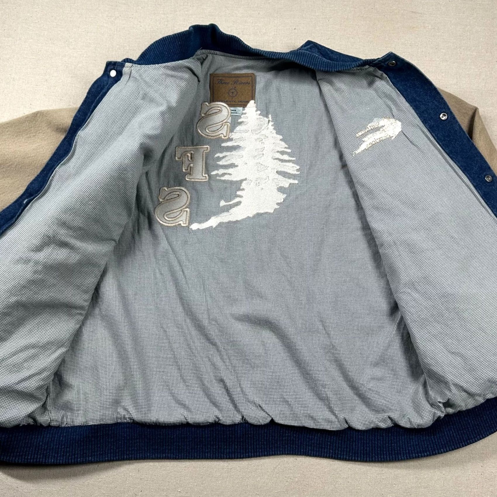 Vintage VINTAGE Three Rivers Jacket Mens M Denim Varsity Bomber Forestry Service Snap Shirt Size US M / EU 48-50 / 2 - 6 Thumbnail