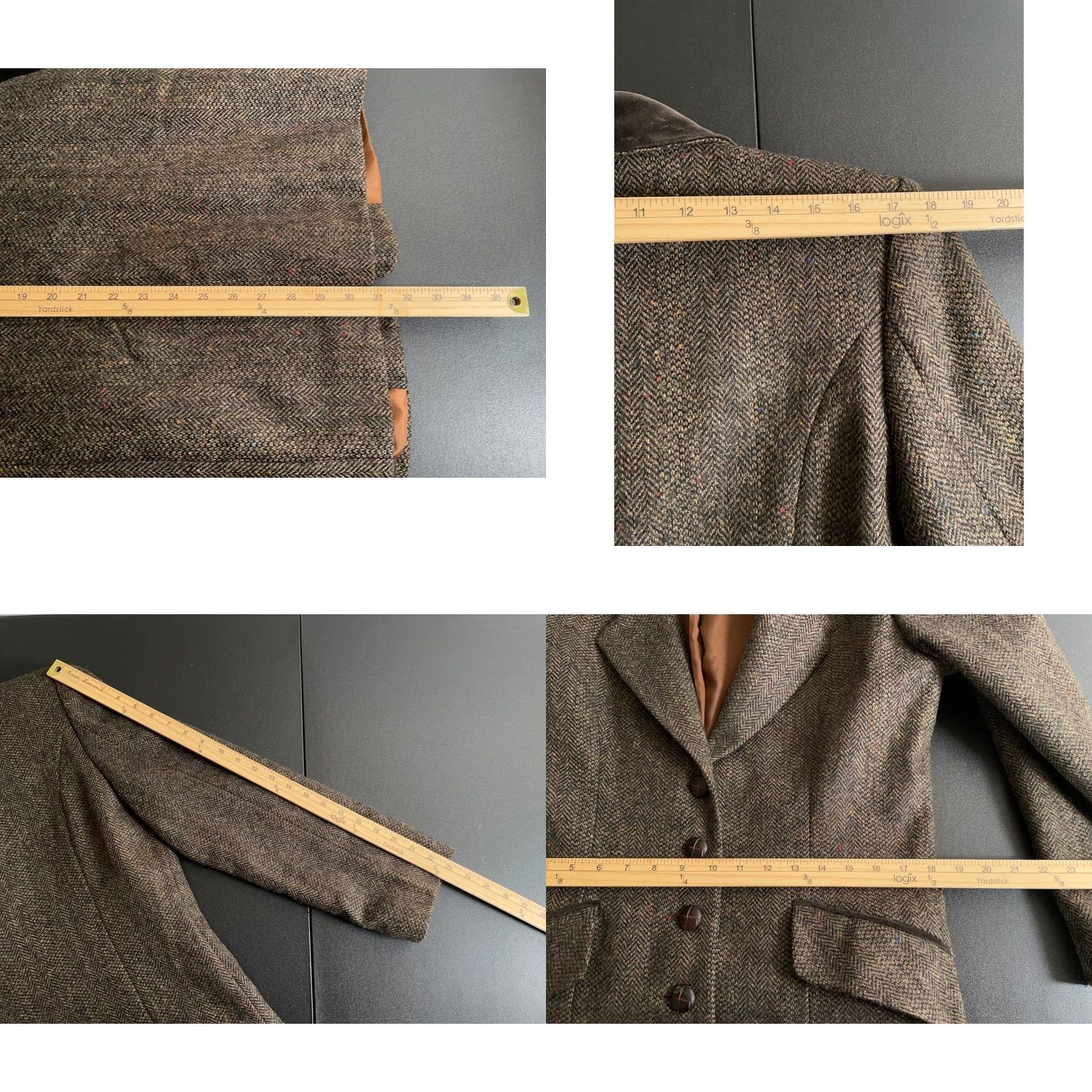 Vintage VINTAGE International Scene Blazer Women's 8 Brown Herringbone Wool Tweed 4 Button VTG Size M / US 6-8 / IT 42-44 - 8 Thumbnail