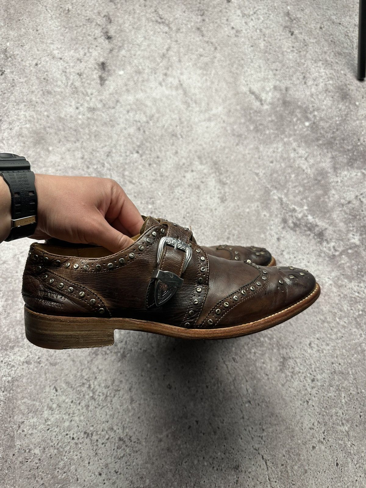 Japanese Brand Vintage Y2K Leather Shoes Japanese Style Avant Garde Metal Size US 8 / EU 41 - 6 Thumbnail